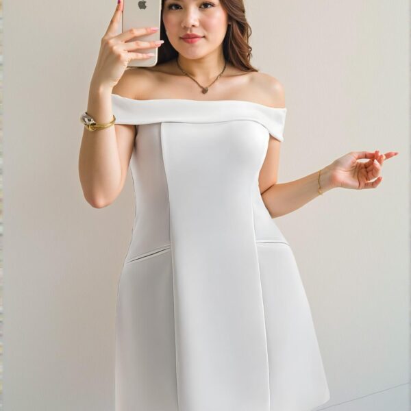 Elegant White A-Line Mini Dress with One-Shoulder Design and Cold Shoulder Sleeves for Special Occasions and Everyday Chic "Chic, Classy and Trendy Fashion Style to Dress to Impress"