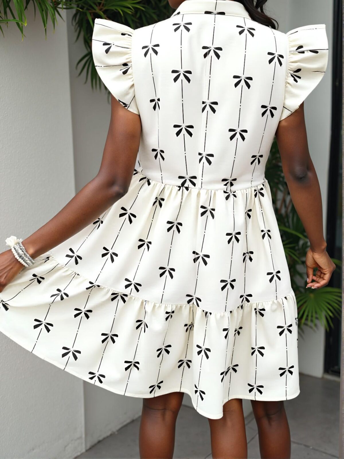 Elegant Multicolor Charming A-Line Bowknot Print Mini Dress for Warm Weather - Chic, Classy, and Trendy Fashion Style to Dress to Impress - Image 2