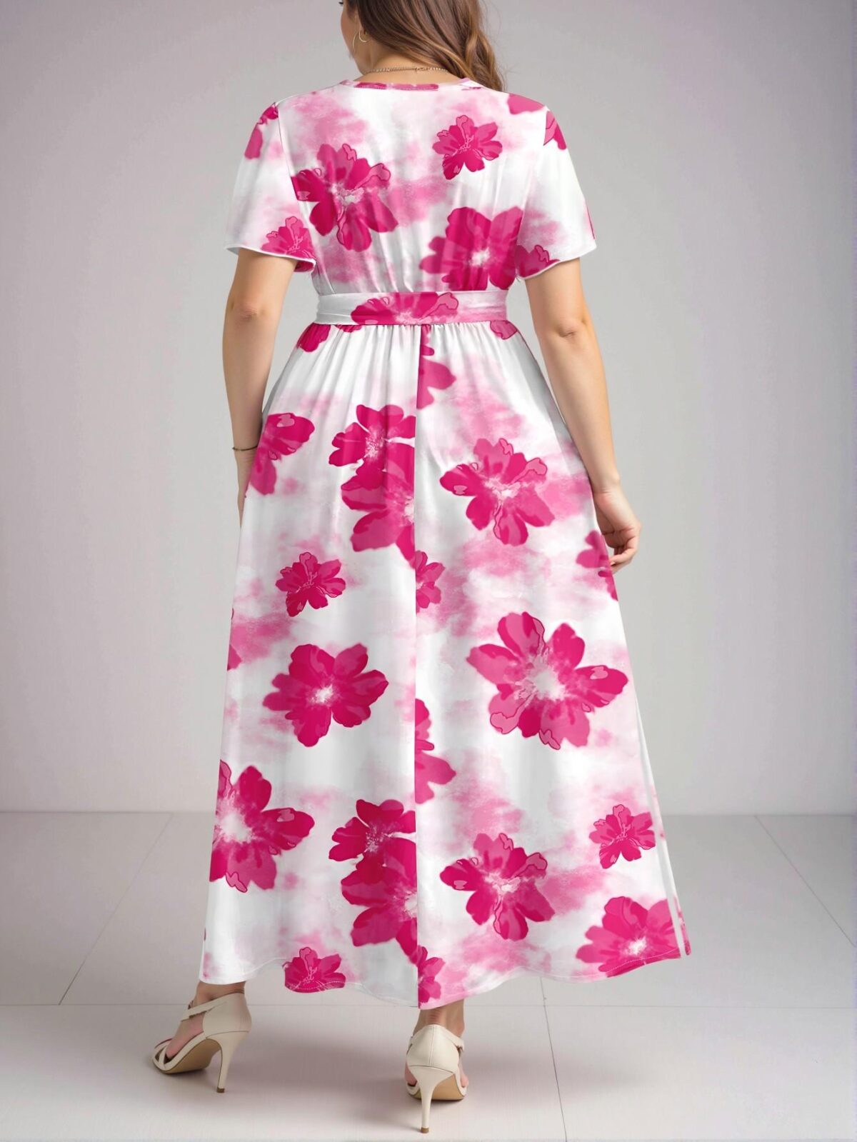 Elegant Multicolor Bohemian Floral Print Plus Size Dress, Ideal for Autumn/Winter Beach and Holiday Outfits, Chic, Classy and Trendy Fashion Style to Dress to Impress - Image 2