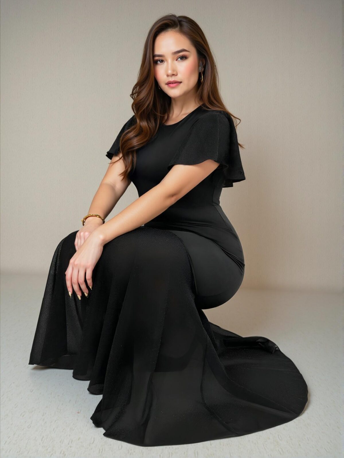 Elegant Black Flared Ruffle Sleeve Maxi Dress for Every Occasion "Chic, Classy and Trendy Fashion Style to Dress to Impress"