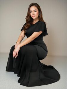 Elegant Black Flared Ruffle Sleeve Maxi Dress for Every Occasion "Chic, Classy and Trendy Fashion Style to Dress to Impress"