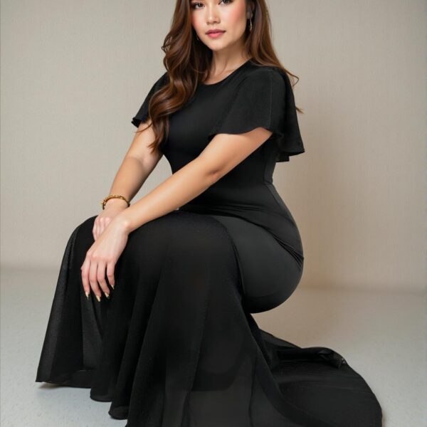 Elegant Black Flared Ruffle Sleeve Maxi Dress for Every Occasion "Chic, Classy and Trendy Fashion Style to Dress to Impress"