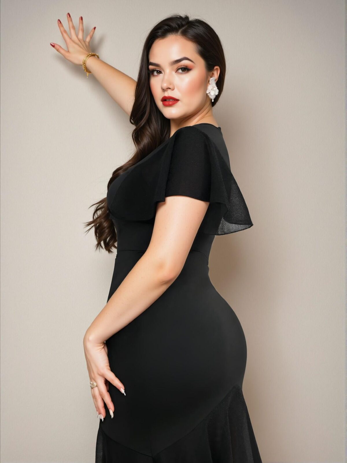 Elegant Black Flared Ruffle Sleeve Maxi Dress for Every Occasion "Chic, Classy and Trendy Fashion Style to Dress to Impress" - Image 4