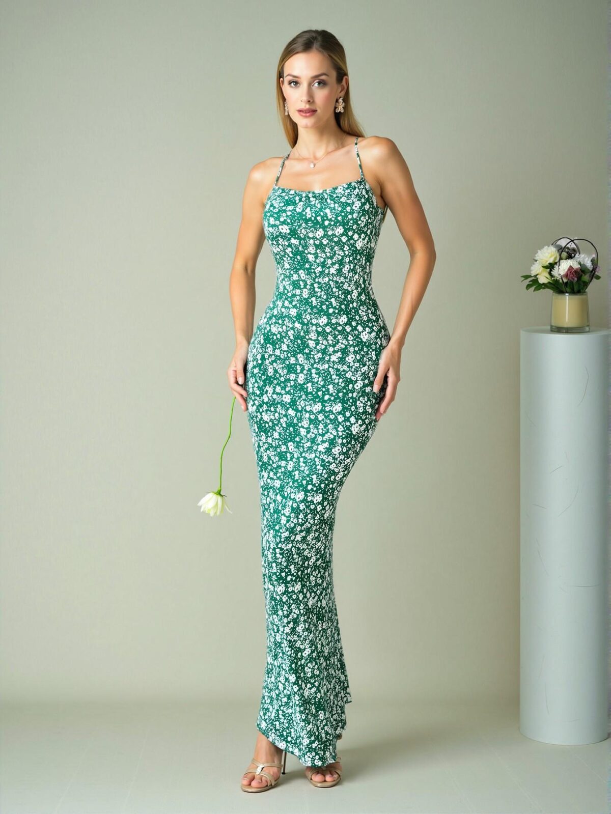 Elegant Multicolor Boho Inspired Backless Floral Swing Dress for Summer Holiday, Office, and Special Occasions - Chic, Classy and Trendy Fashion Style to Dress to Impress - Image 2