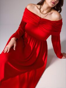 Elegant Red Off-Shoulder Bodycon A-Line Dress for Special Occasions and Outings "Chic, Classy and Trendy Fashion Style to Dress to Impress"