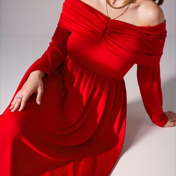 Elegant Red Off-Shoulder Bodycon A-Line Dress for Special Occasions and Outings "Chic, Classy and Trendy Fashion Style to Dress to Impress"