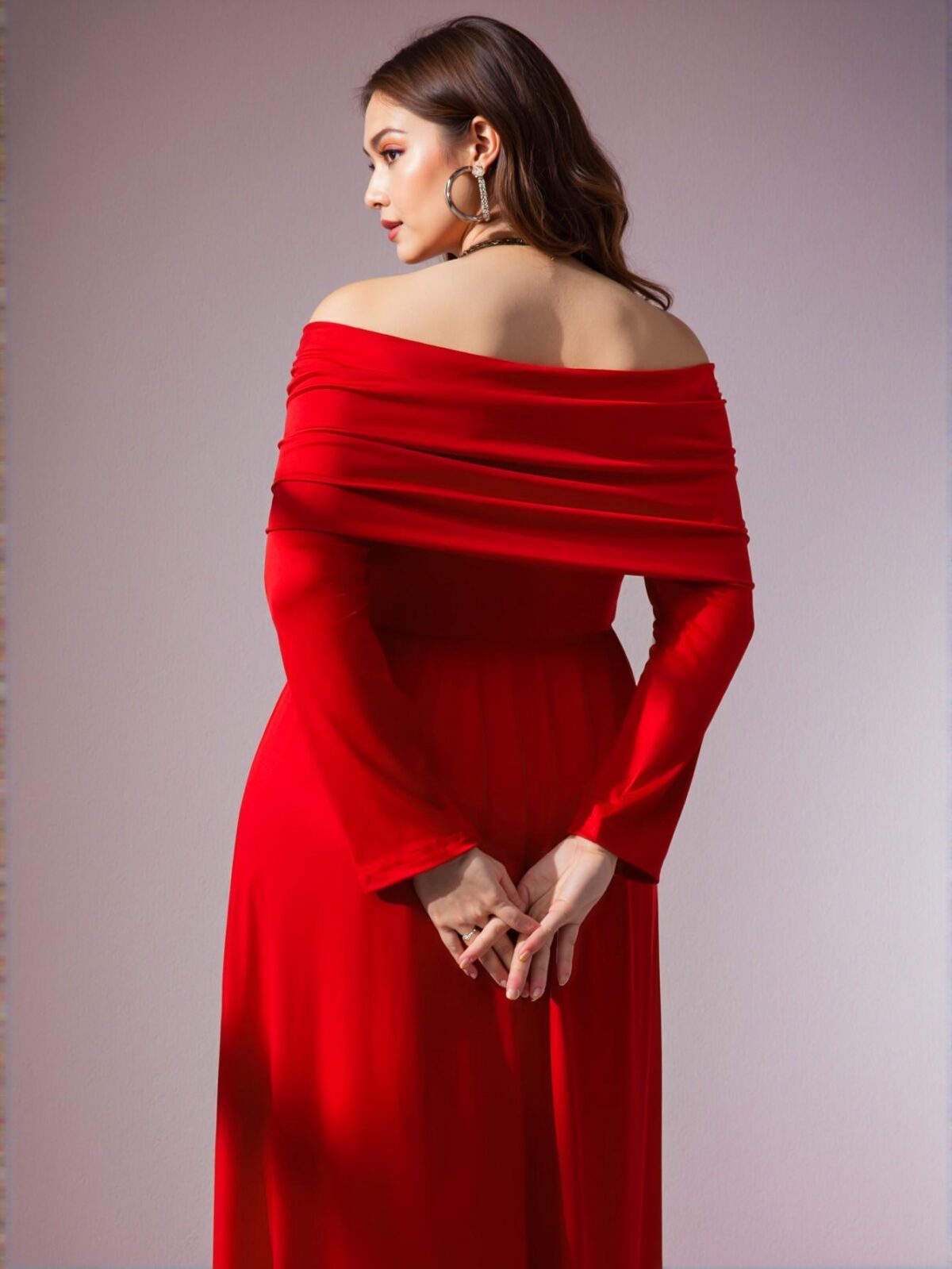 Elegant Red Off-Shoulder Bodycon A-Line Dress for Special Occasions and Outings "Chic, Classy and Trendy Fashion Style to Dress to Impress" - Image 2