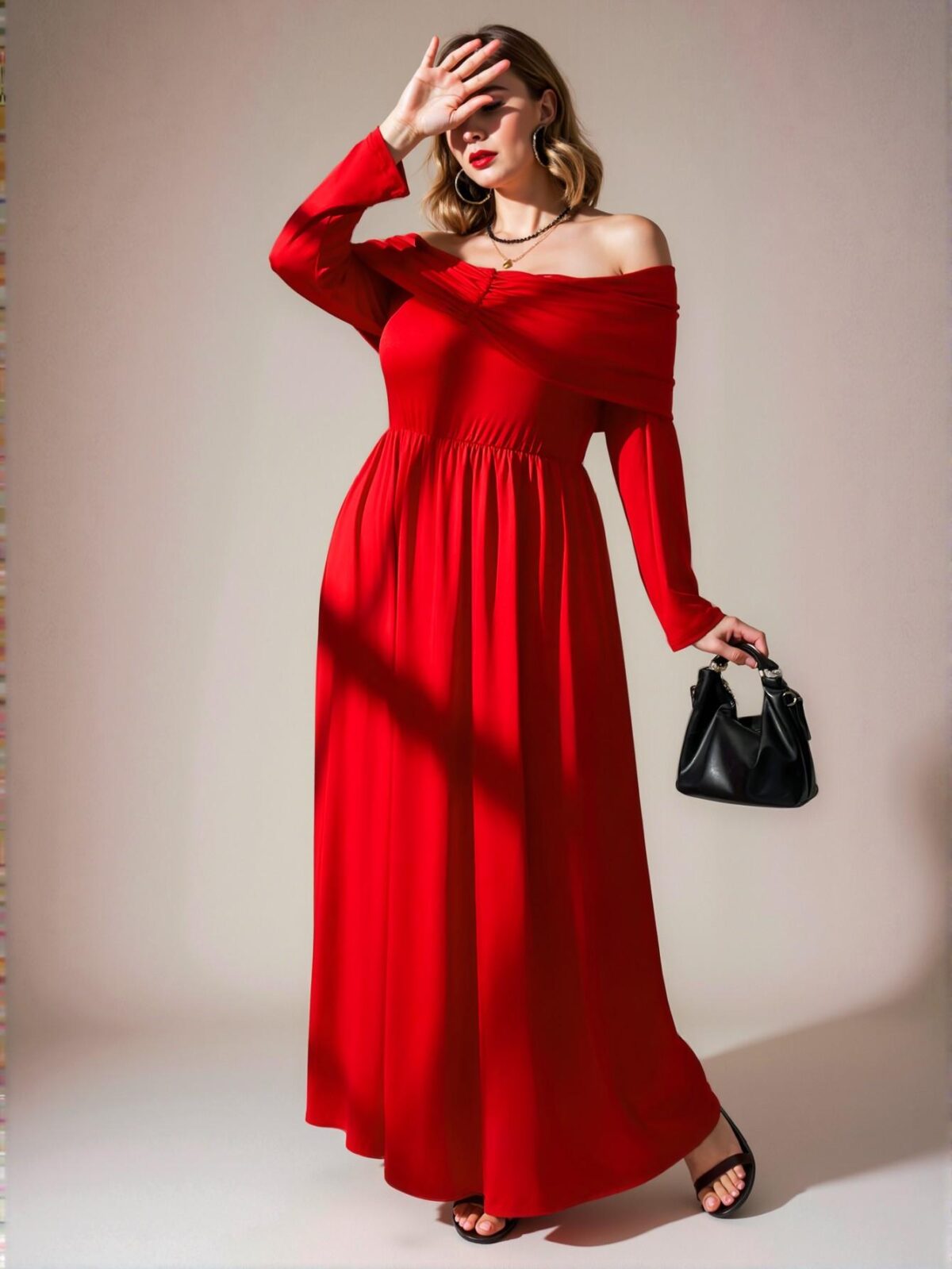 Elegant Red Off-Shoulder Bodycon A-Line Dress for Special Occasions and Outings "Chic, Classy and Trendy Fashion Style to Dress to Impress" - Image 4