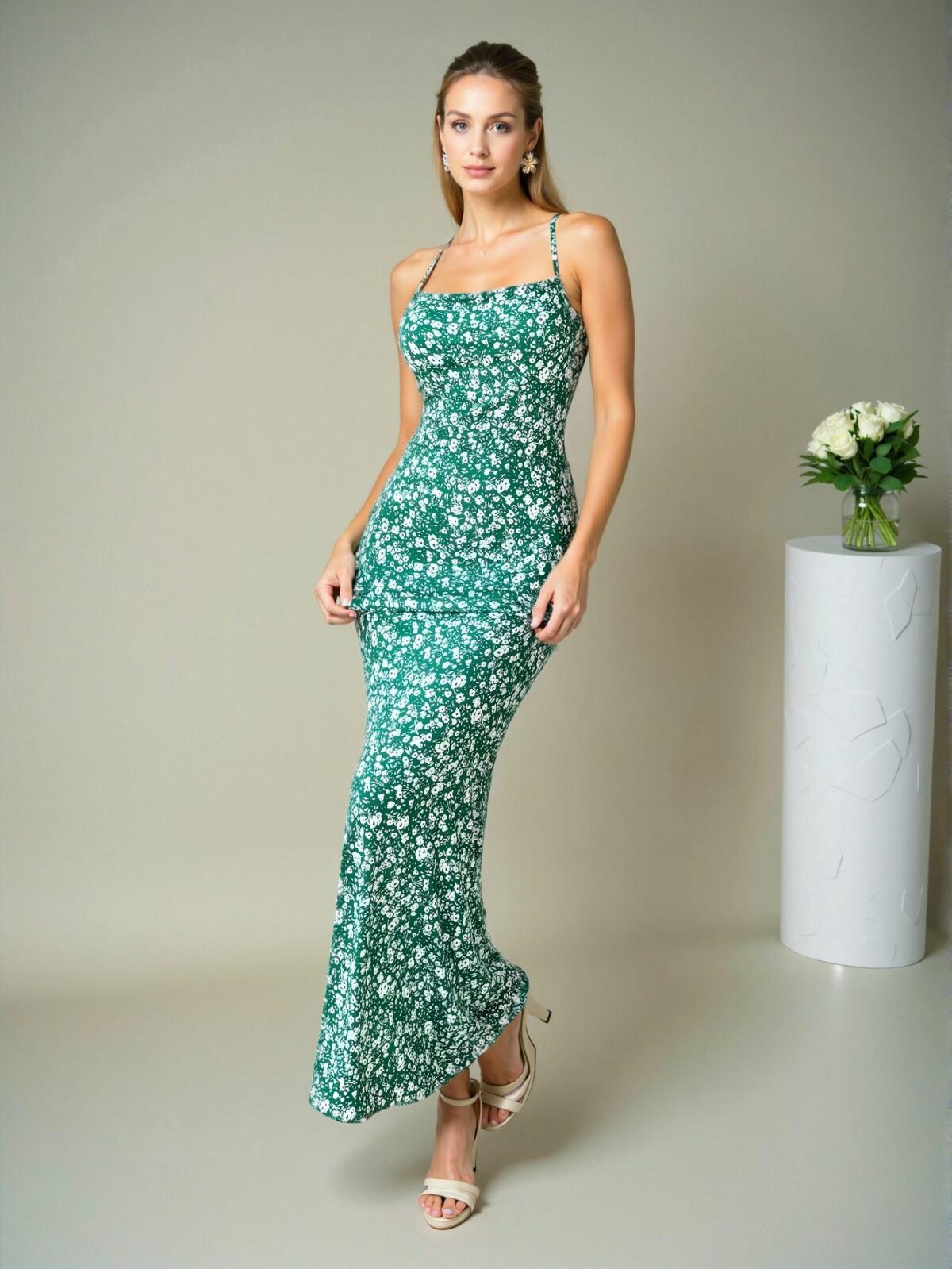 Elegant Multicolor Boho Inspired Backless Floral Swing Dress for Summer Holiday, Office, and Special Occasions - Chic, Classy and Trendy Fashion Style to Dress to Impress - Image 5