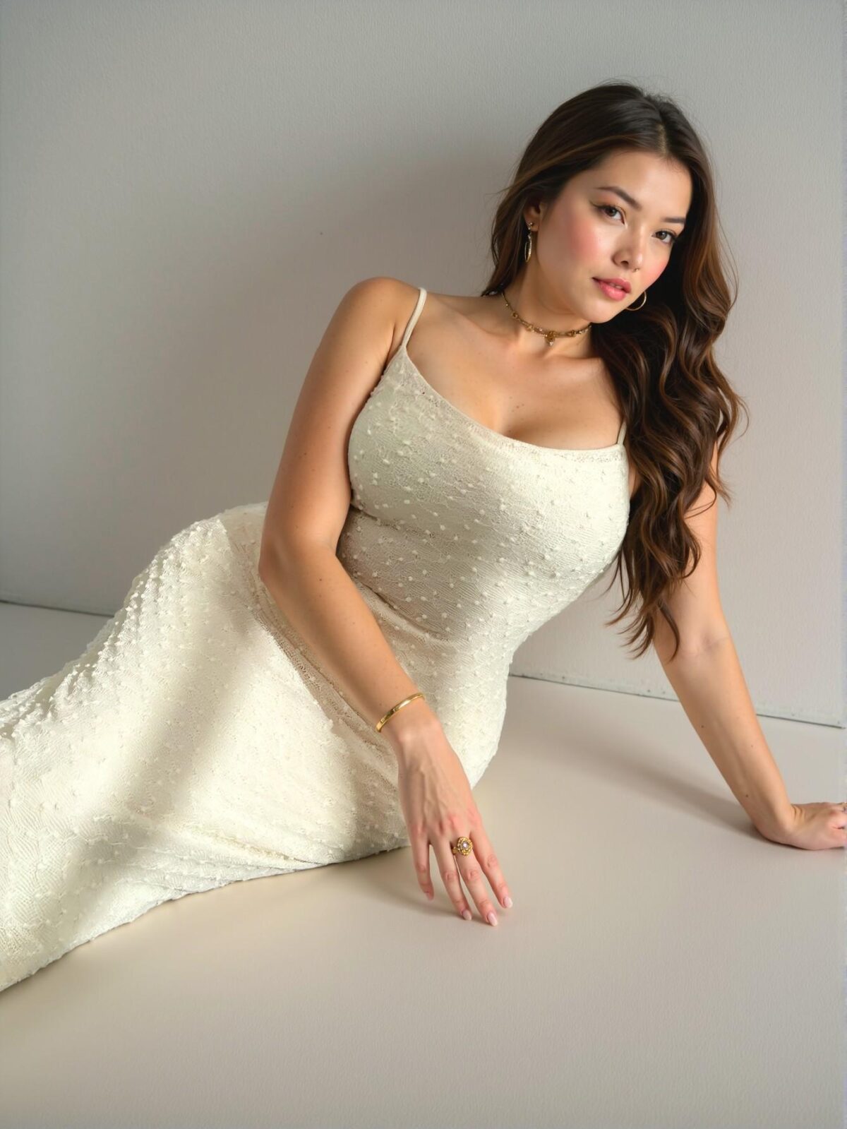 Elegant Apricot Romantic Spaghetti Strap Dress with Surplice Neckline, Belted Waist, Fitted Stretch Fabric, and Side Slit for Spring/Summer "Chic, Classy and Trendy Fashion Style to Dress to Impress"