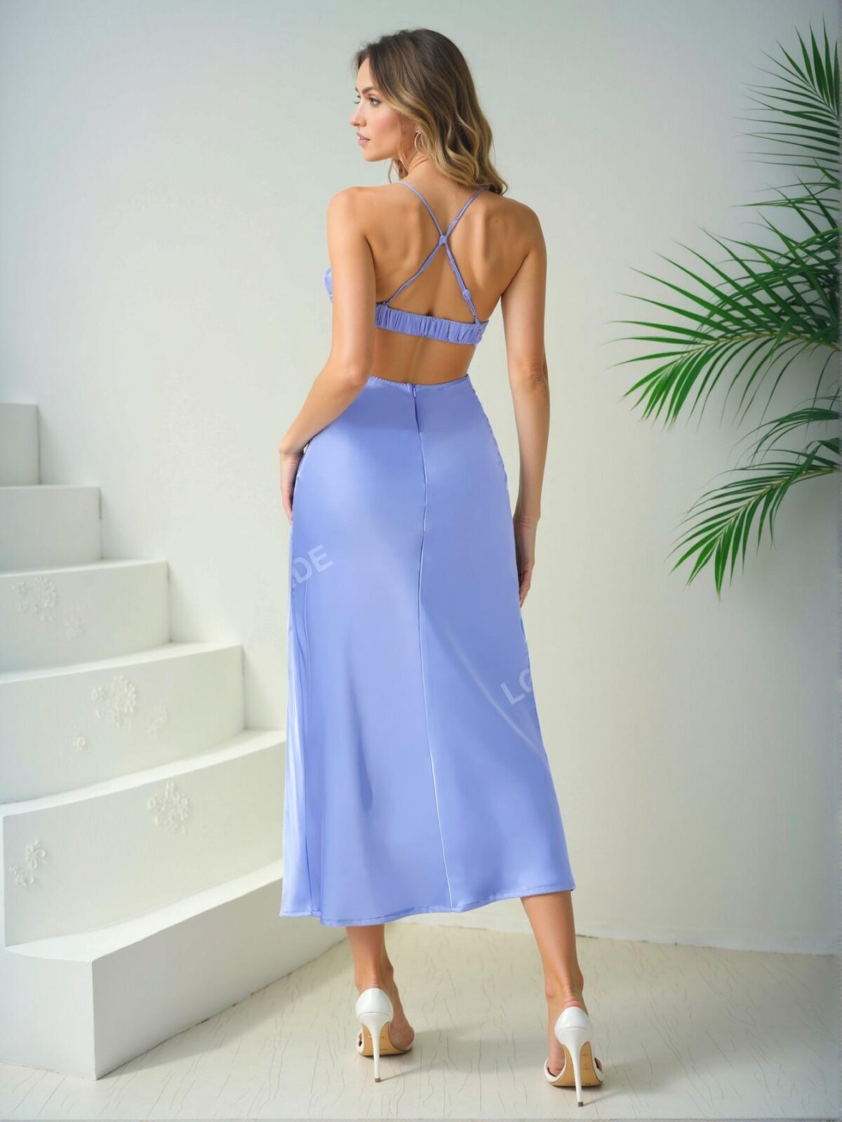 Elegant Baby Blue Chic Casual Maxi Backless Dress for Special Occasions, Perfect for party, prom, graduation day, and ceremony for university, college, and high school, Formal Evening Dinner Cocktail, Wedding Guest Gown, Chic, Classy and Trendy Fashion Style to Dress to Impress - Image 2