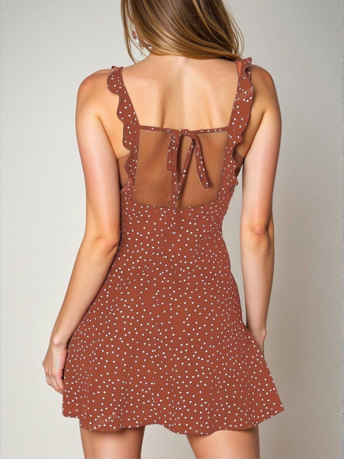 Elegant Red Y2K-Inspired Polka Dot V-Neck Slip Dress for Warm Weather Events Chic, Classy and Trendy Fashion Style to Dress to Impress - Image 2