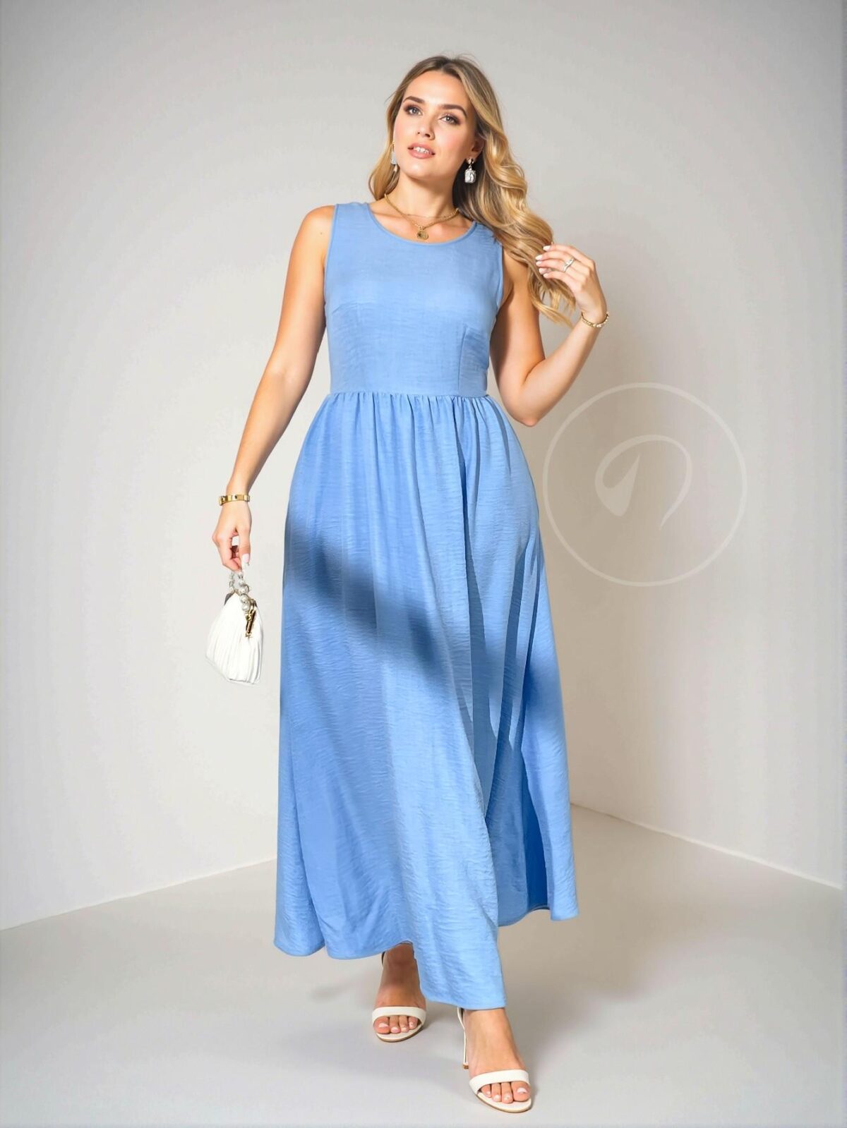 Elegant Navy Blue Flowy A-Line Maxi Dress, Cinched Waist with Pockets for Beach Vacations, Romantic Dates, and Special Occasions "Chic, Classy and Trendy Fashion Style to Dress to Impress" - Image 4