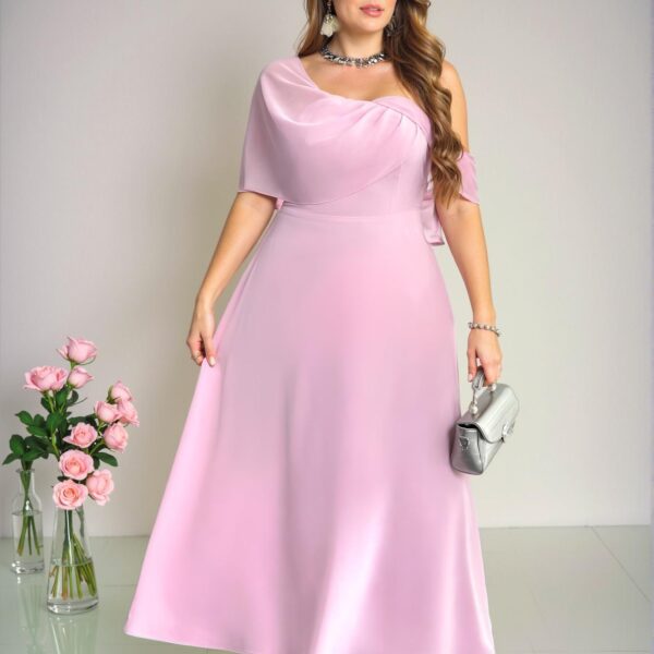 Elegant Pink Flowing Beach Long Dress for Plus Size Women, Perfect for Weddings and Hawaiian Vacations, Chic, Classy and Trendy Fashion Style to Dress to Impress