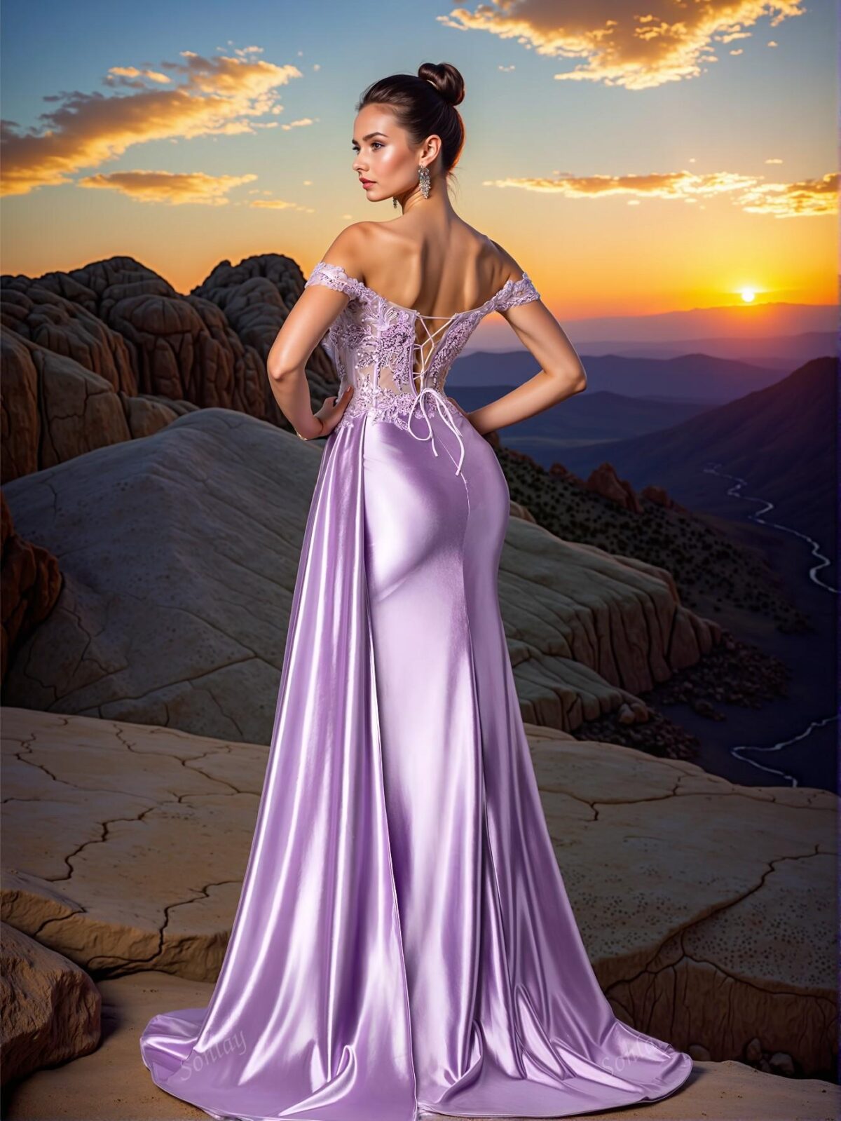 Elegant Purple Alluring Sparkly Embroidered Bead Formal Evening Gown, Ideal for Wedding Events, Parties, and Prom Celebrations. Perfect for party, prom, graduation day, and ceremony for university, college, and high school, Formal Evening Dinner Cocktail, Wedding Guest Gown, Chic, Classy and Trendy Fashion Style to Dress to Impress. - Image 2