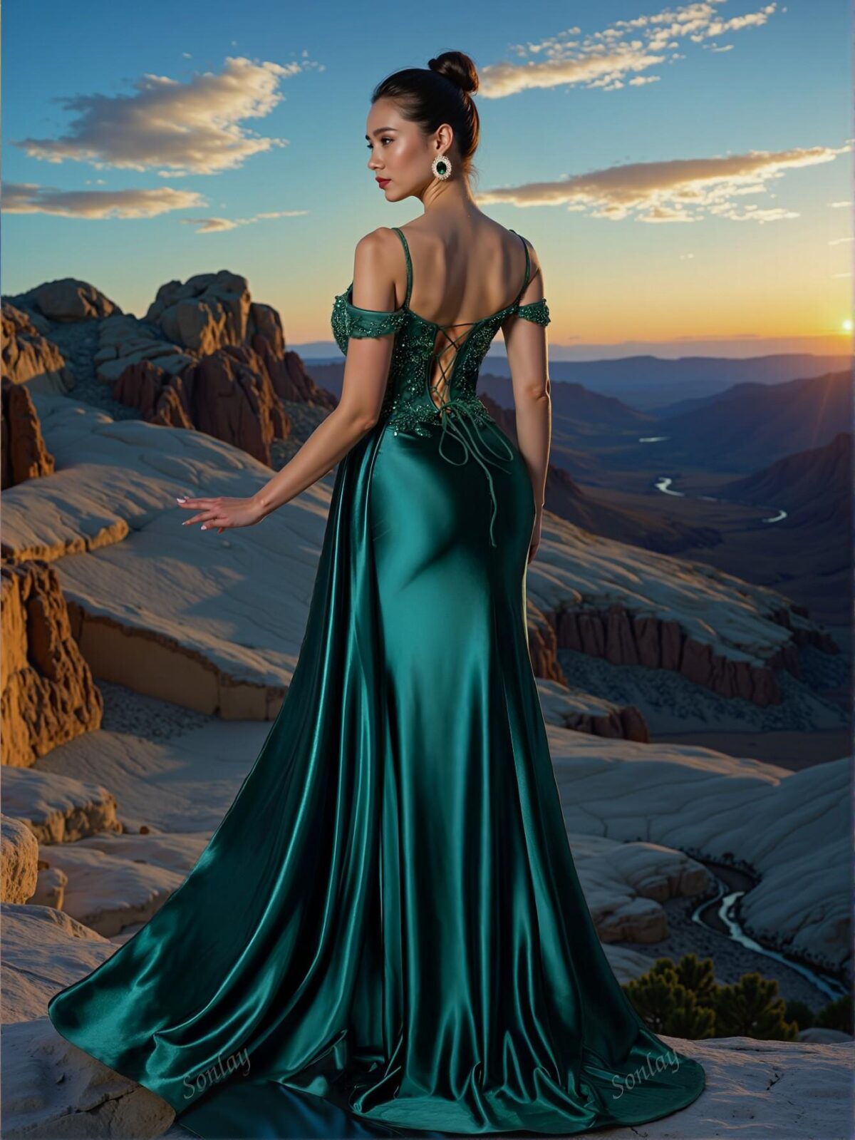 Elegant Dark Green Glamorous Slip Dress with Sparkly Embroidery and Beaded Details, Ideal for Evening Events, Weddings, Parties, and Proms. Perfect for party, prom, graduation day, and ceremony for university, college, and high school, Formal Evening Dinner Cocktail, Wedding Guest Gown, Chic, Classy, and Trendy Fashion Style to Dress to Impress. - Image 2