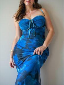 Elegant Multicolor Floral Lace Inset Mesh Fitted Long Dress, Perfect for Work, Gatherings, Romantic Dates, Vacations, and Special Events. Charming Mermaid Maxi Dress with Ombre Print for Spring and Summer - Chic, Classy, and Trendy Fashion Style to Dress to Impress.