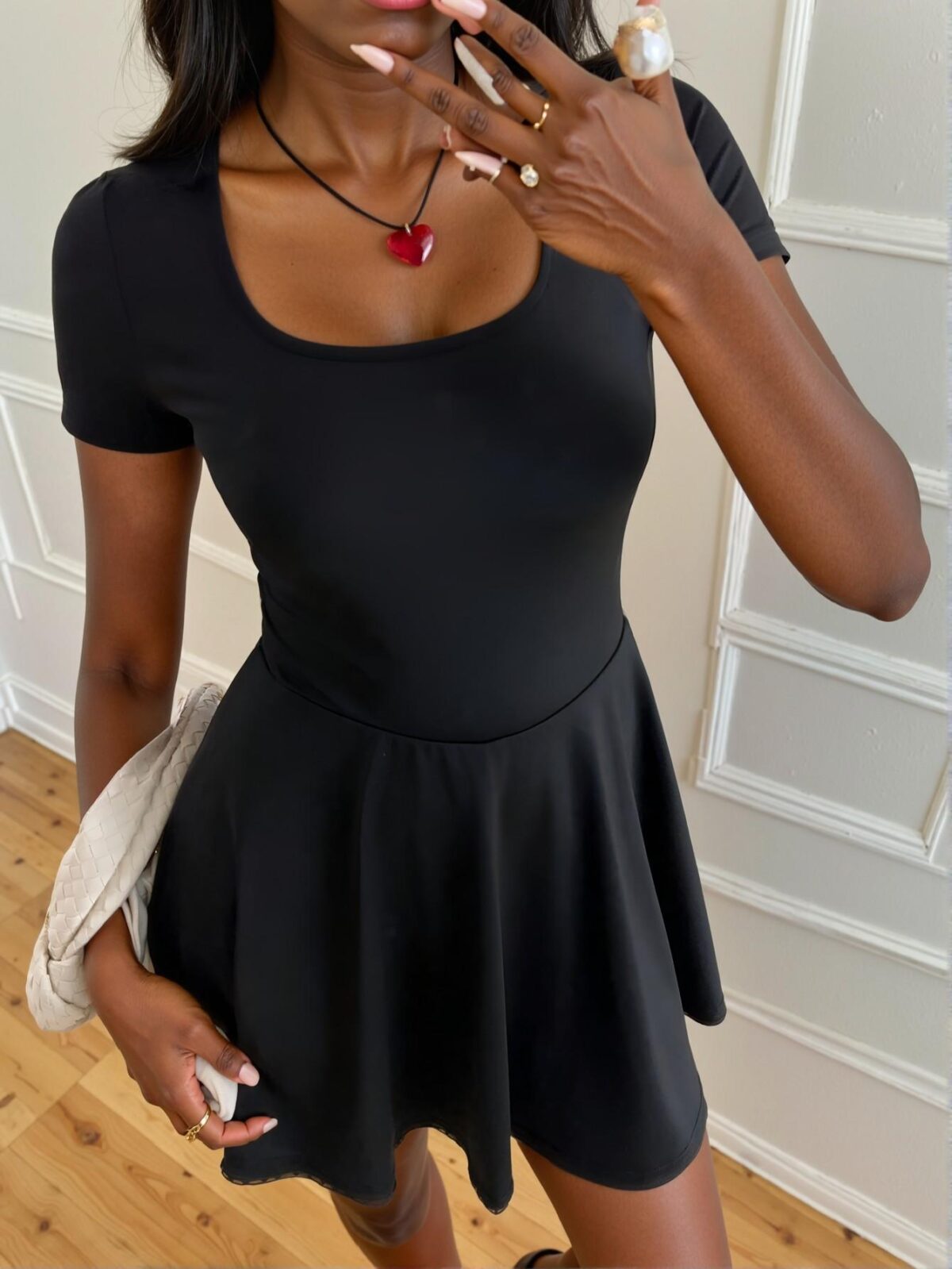 Elegant Black Flared Mini Dress with Ruffle Hem for Women – Chic, Classy, and Trendy Fashion Style to Dress to Impress - Image 3