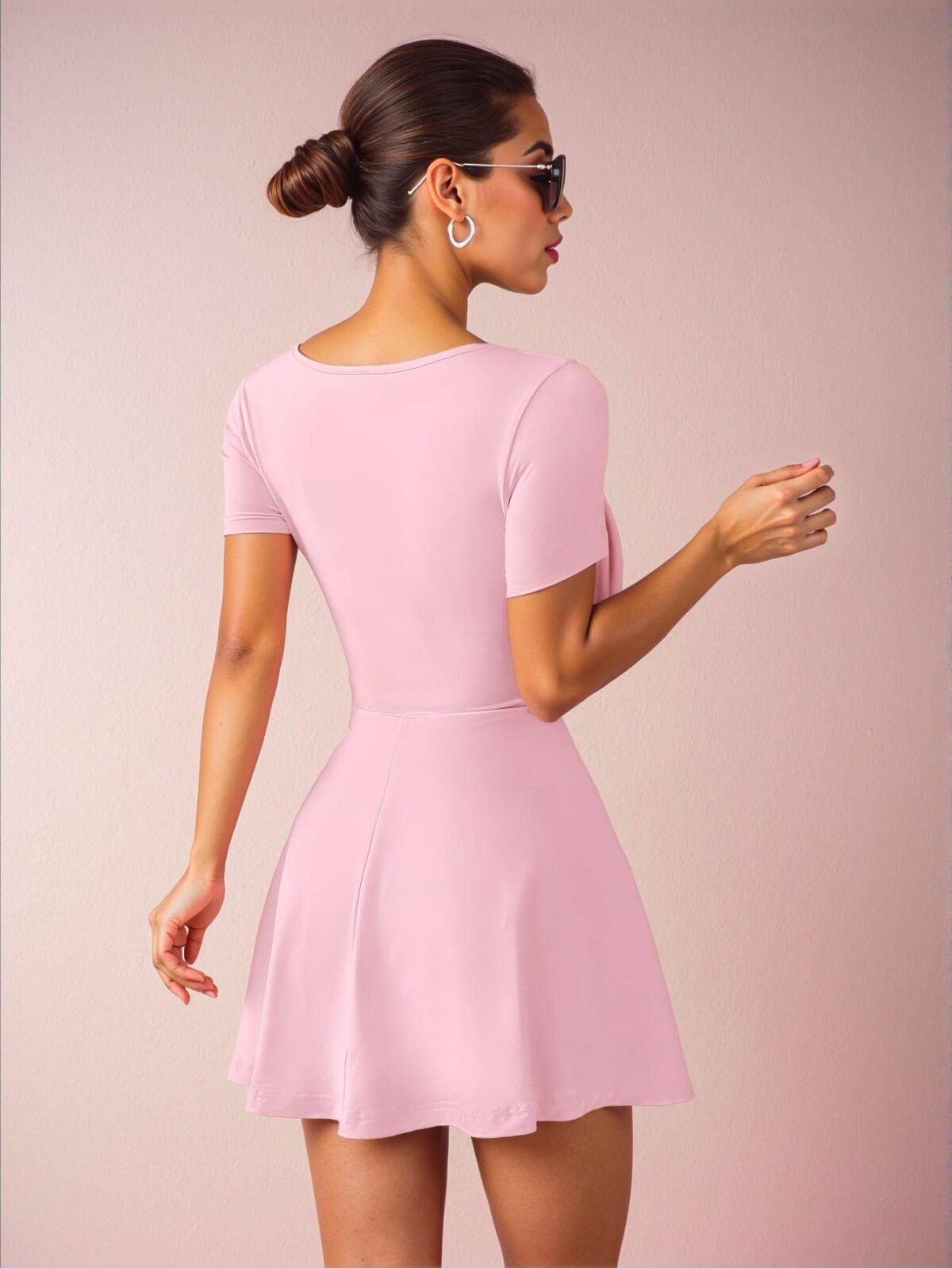 Elegant Pink Chic Knitted Mini Dress for Casual Spring and Summer Outings - Chic, Classy, and Trendy Fashion Style to Dress to Impress - Image 2