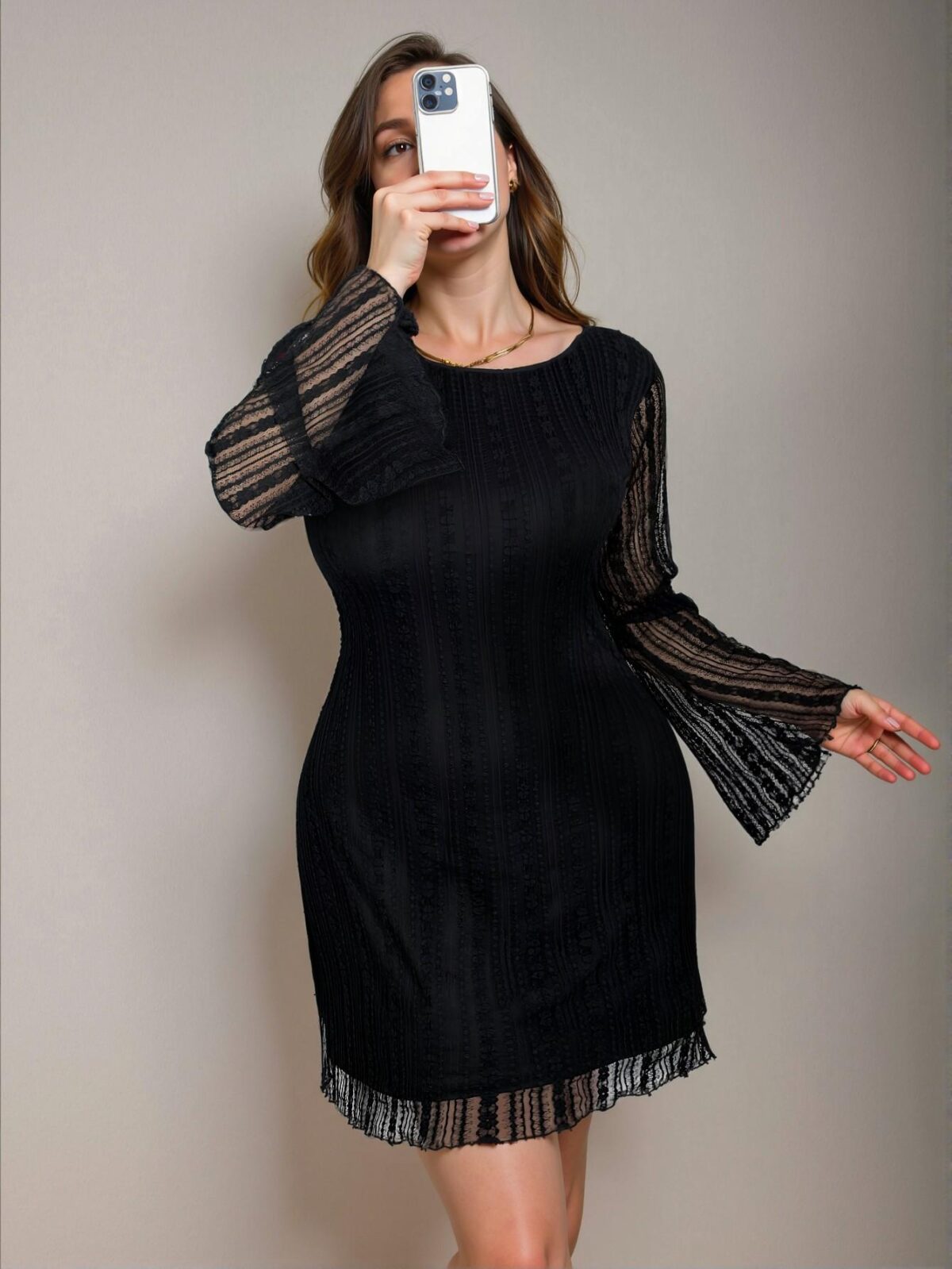 Elegant Black Romantic Fitted Lace Backless Dress for Parties, Vacations, and Special Occasions in Spring and Summer - Chic, Classy and Trendy Fashion Style to Dress to Impress - Image 5