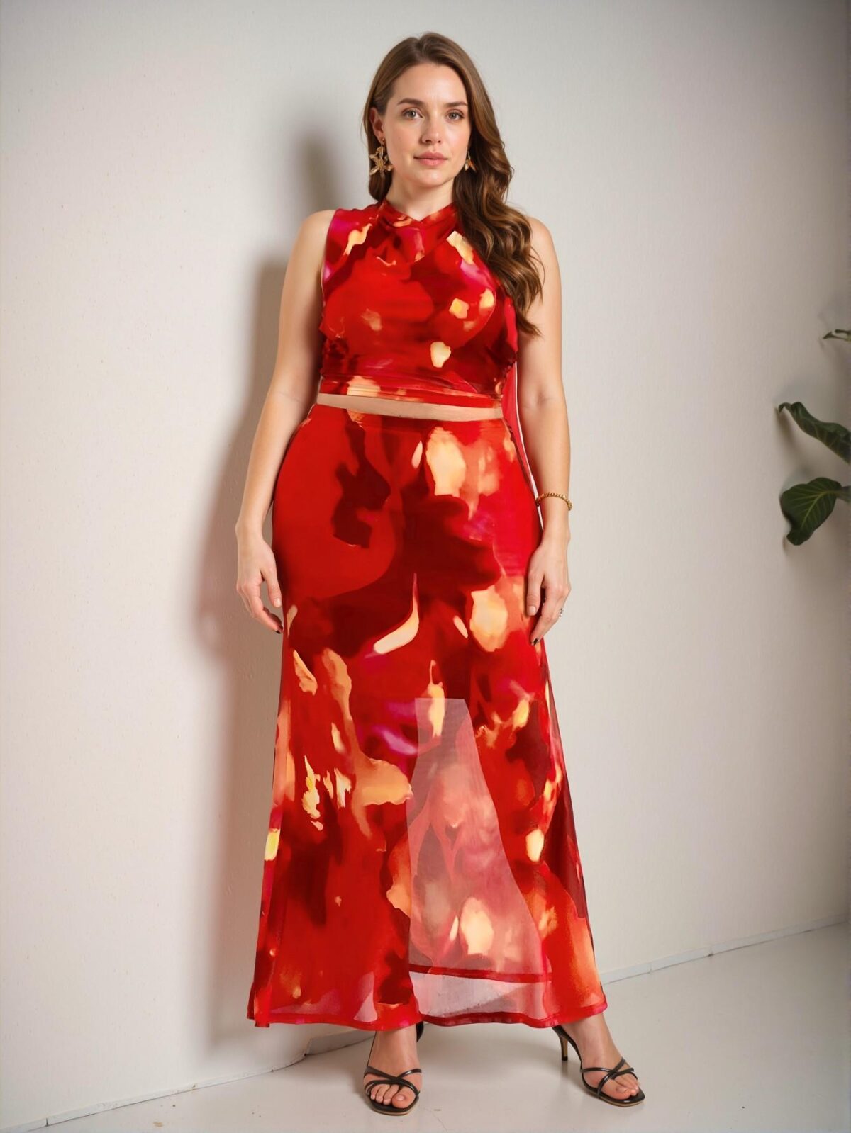 Elegant Multicolor Chic 2-Piece Set Featuring a Comfortable Tie-Dye Camisole and Flowing Fish Tail Skirt for Casual Summer Outings and Poolside Gatherings - Chic, Classy and Trendy Fashion Style to Dress to Impress - Image 2