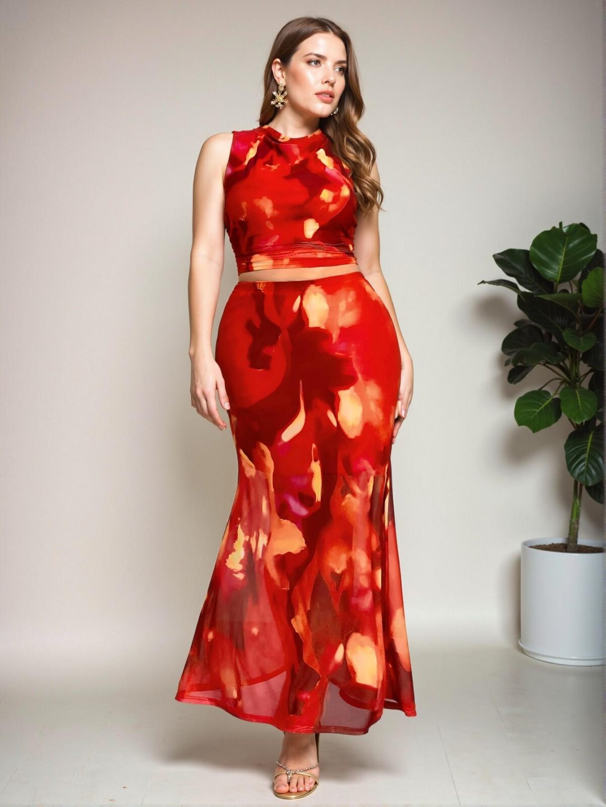 Elegant Multicolor Chic 2-Piece Set Featuring a Comfortable Tie-Dye Camisole and Flowing Fish Tail Skirt for Casual Summer Outings and Poolside Gatherings - Chic, Classy and Trendy Fashion Style to Dress to Impress - Image 5