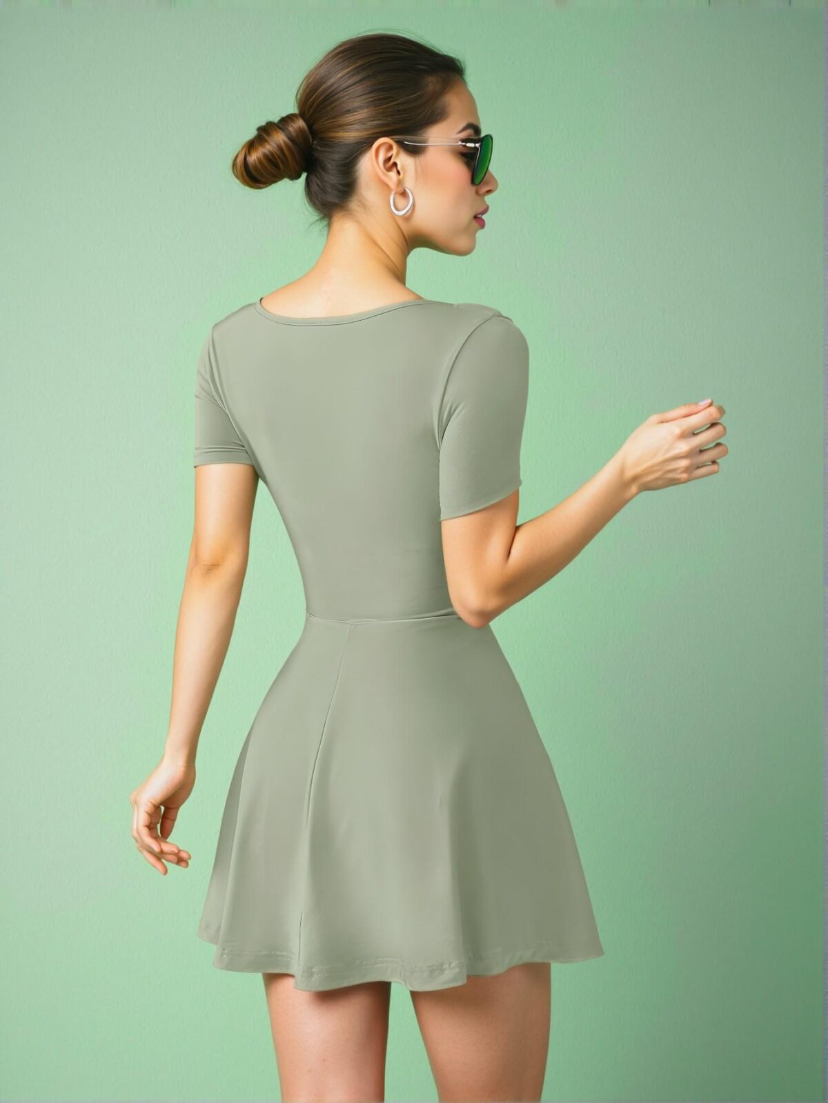 Elegant Mint Green Chic Mini Bodycon Ruffle Hem Dress for Spring and Summer – A Stylish Blend of Class and Trend for Every Occasion - Image 2