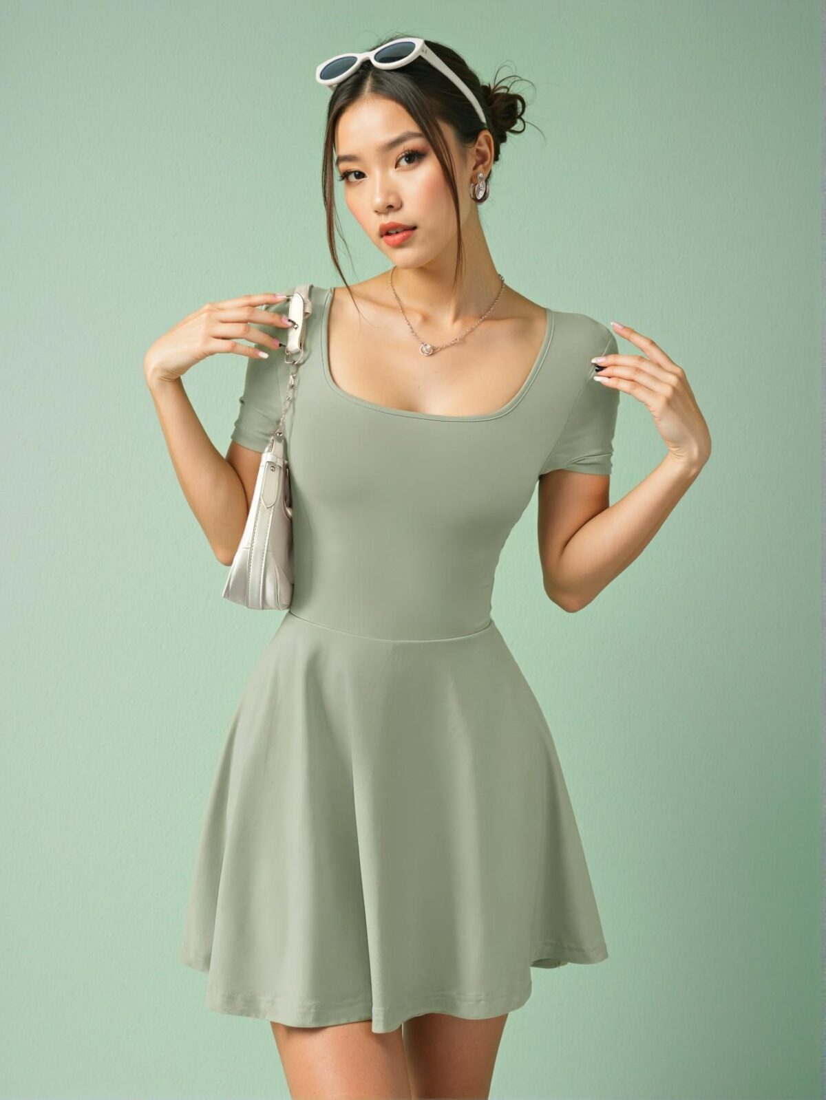 Elegant Mint Green Chic Mini Bodycon Ruffle Hem Dress for Spring and Summer – A Stylish Blend of Class and Trend for Every Occasion - Image 5