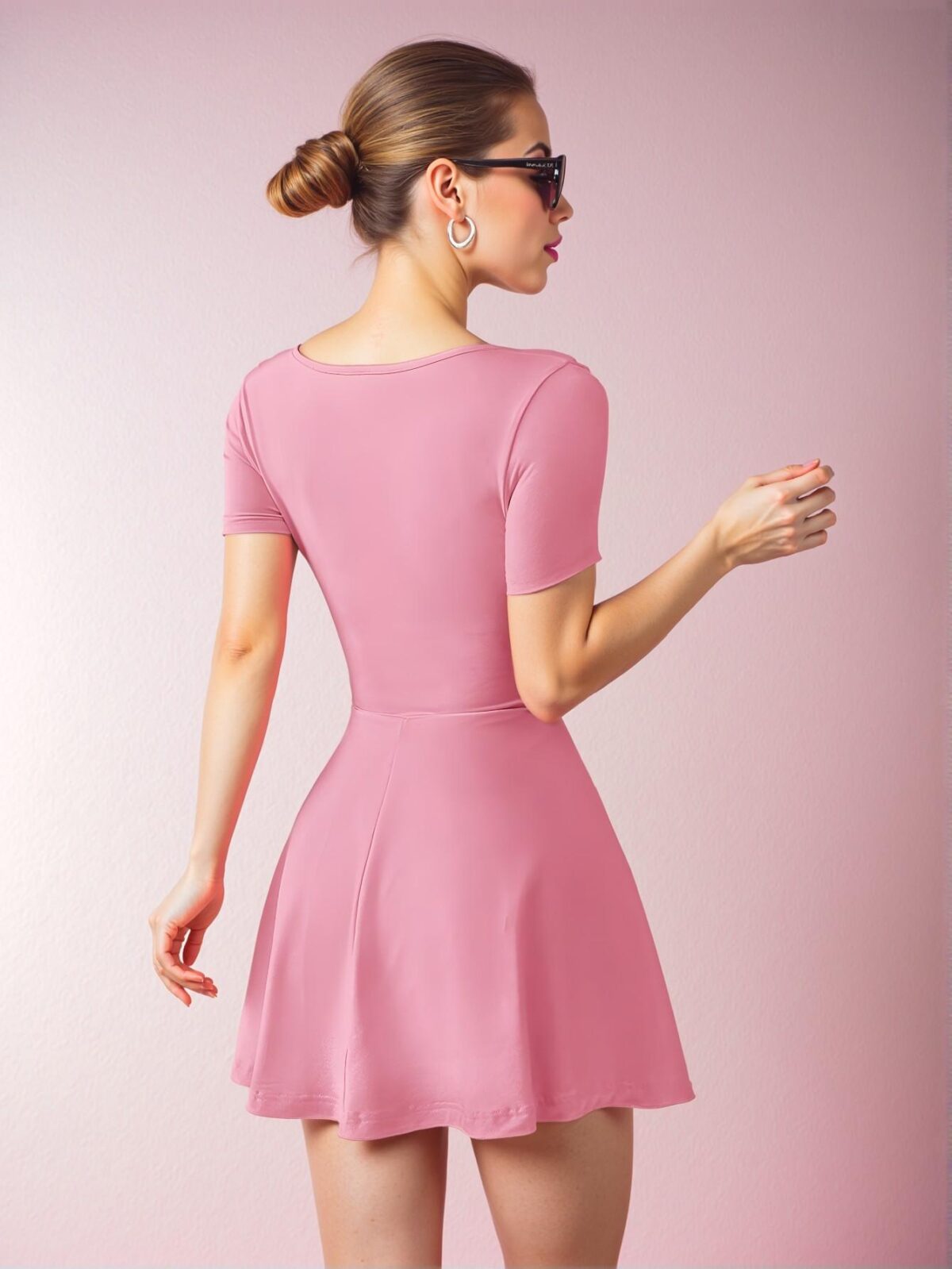 Elegant Coral Pink Stylish Knitted Mini Dress for Women Perfect for Spring and Summer Chic, Classy and Trendy Fashion Style to Dress to Impress - Image 2