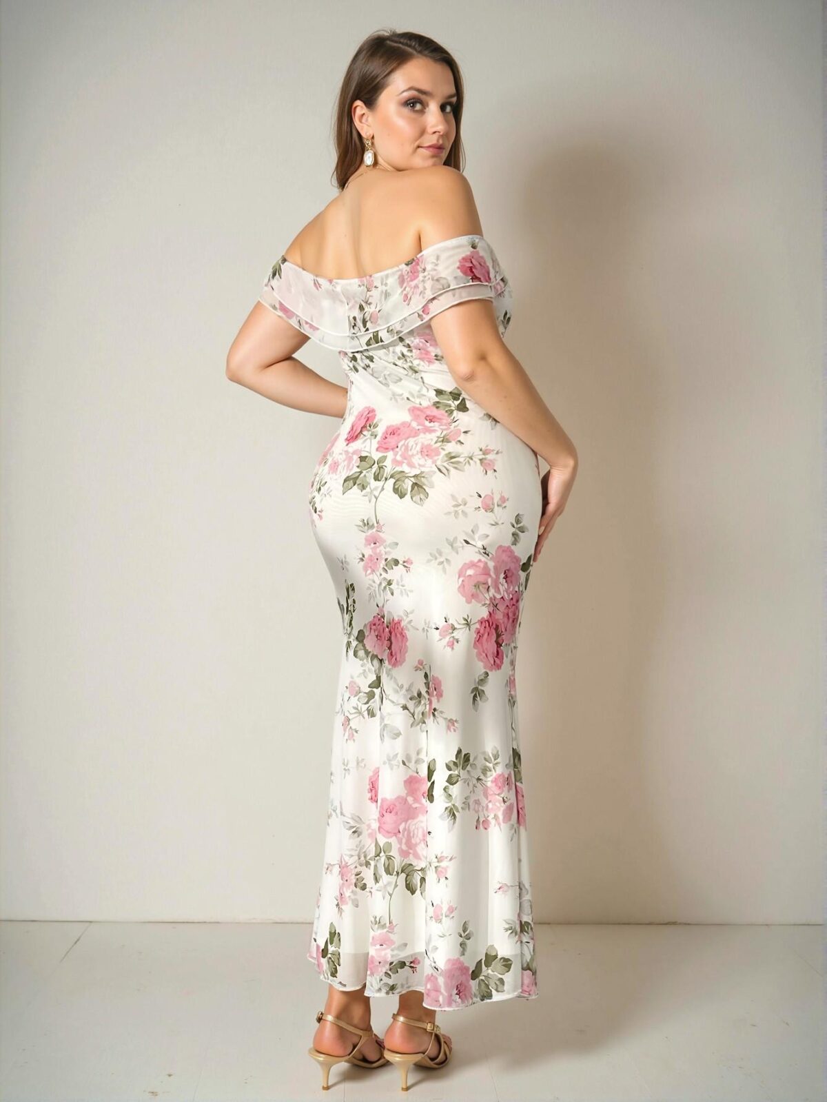 Elegant Multicolor Off-Shoulder Floral Mesh Bodycon Dress for Various Occasions - Chic, Classy and Trendy Fashion Style to Dress to Impress - Image 3