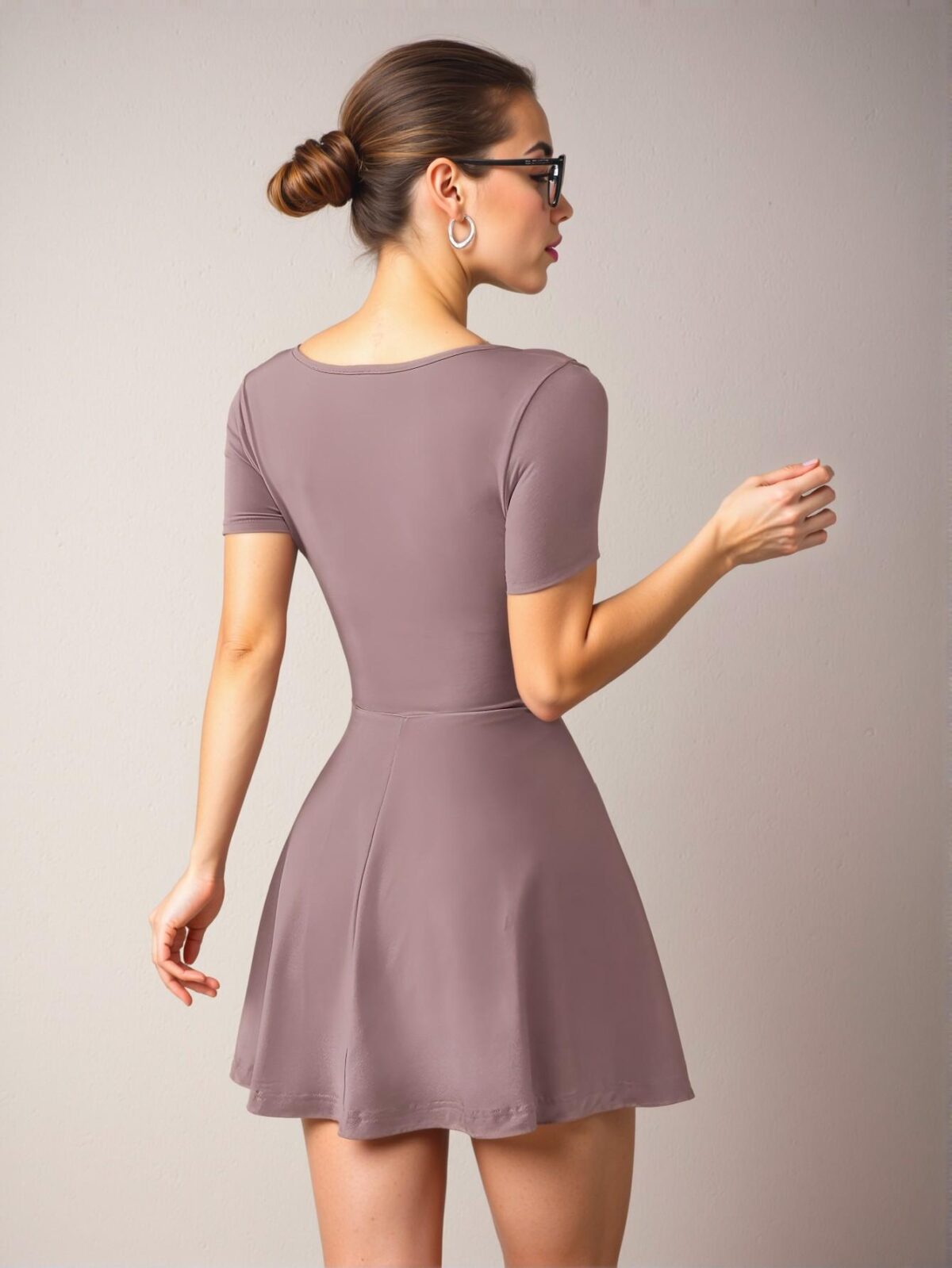 Elegant Dusty Purple Flared A-Line Mini Casual Dress with Ruffle Hem for Effortless Spring and Summer Style – Chic, Classy and Trendy Fashion to Dress to Impress - Image 2