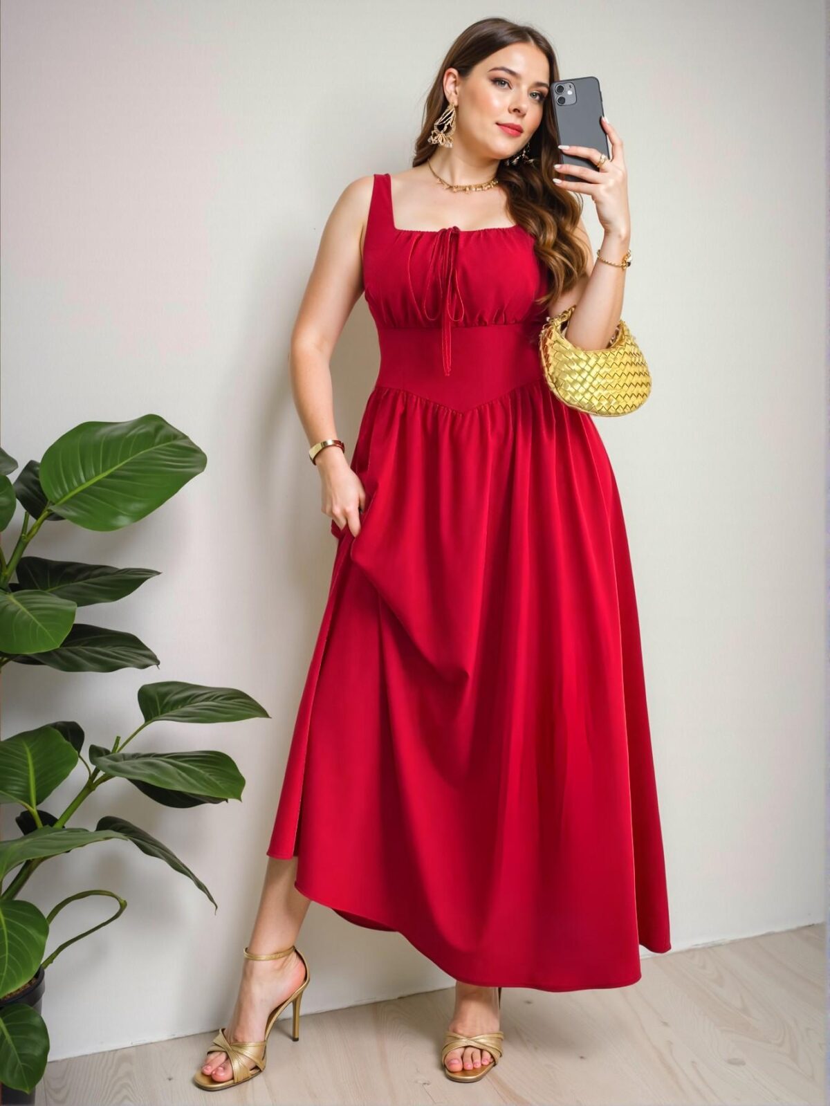 Elegant Red Flared A-Line Maxi Dress with Square Neckline and Backless Design for Spring and Summer: Chic, Classy and Trendy Fashion Style to Dress to Impress - Image 5