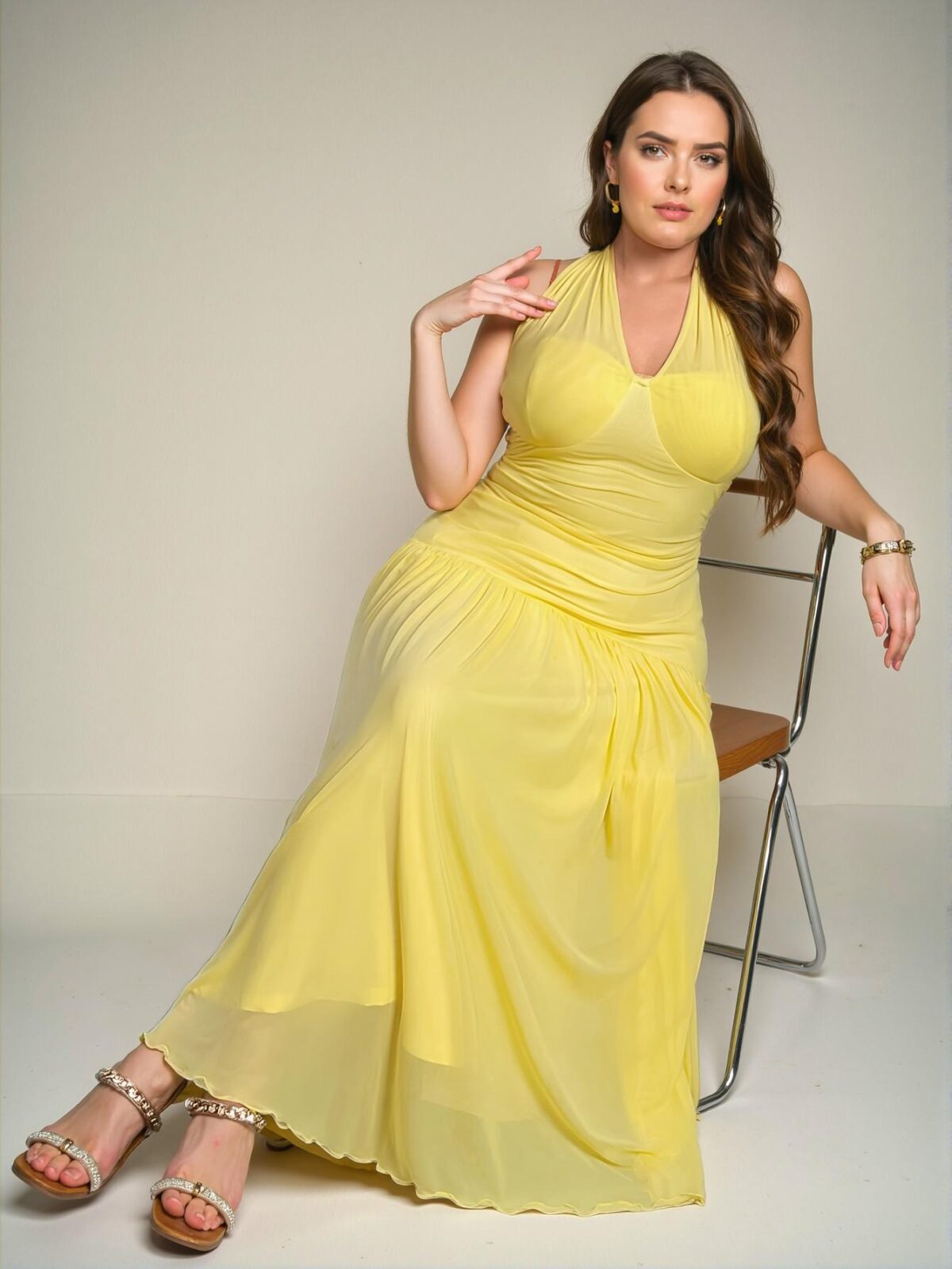 Elegant Yellow Flared A-Line Mesh Dress for Romantic Weddings, Garden Parties, and Beach Vacations "Chic, Classy and Trendy Fashion Style to Dress to Impress"