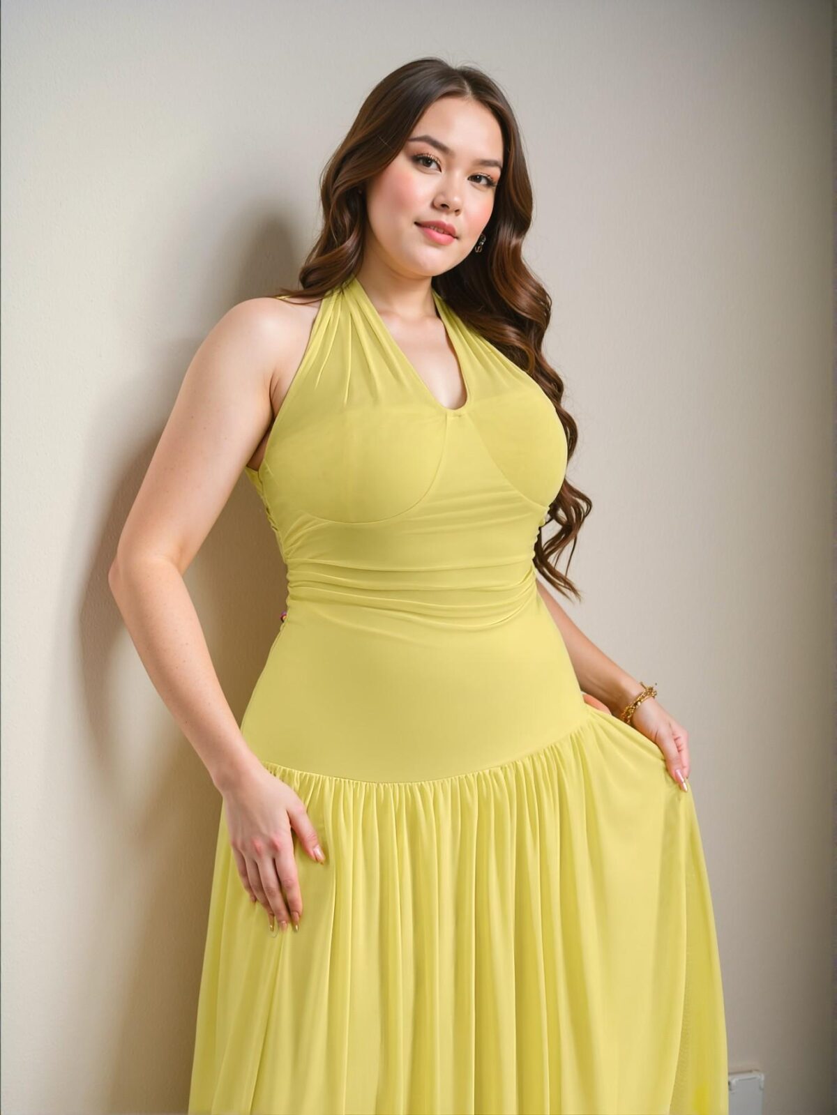 Elegant Yellow Flared A-Line Mesh Dress for Romantic Weddings, Garden Parties, and Beach Vacations "Chic, Classy and Trendy Fashion Style to Dress to Impress" - Image 4