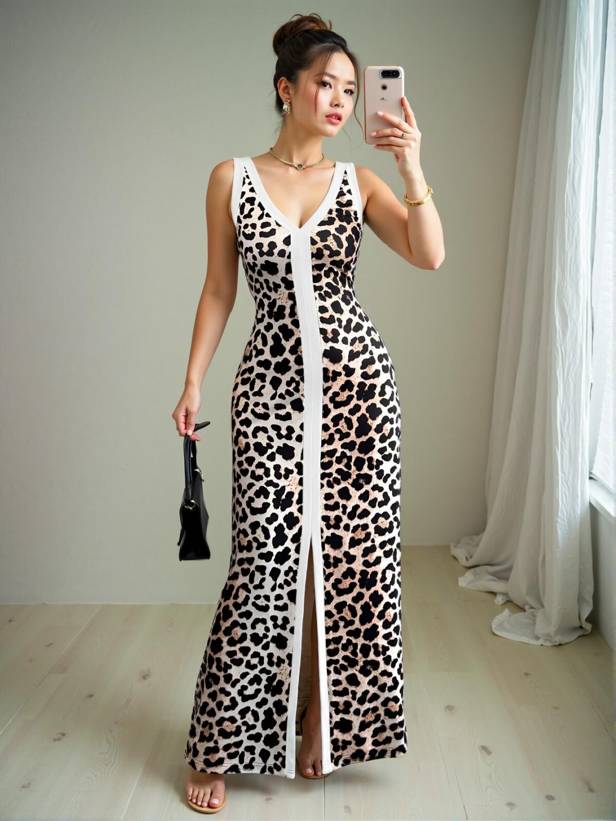 Elegant Multicolor Bodycon Dress with Asymmetrical Collar and Front Slit – Perfect for Spring and Summer – Chic, Classy and Trendy Fashion Style to Dress to Impress