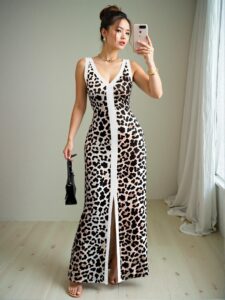 Elegant Multicolor Bodycon Dress with Asymmetrical Collar and Front Slit – Perfect for Spring and Summer – Chic, Classy and Trendy Fashion Style to Dress to Impress