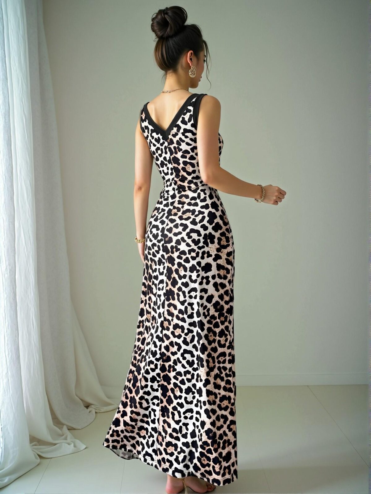 Elegant Multicolor Chic Fitted Long Dress with Front Slit and Symmetric Collar for Spring and Summer - Chic, Classy and Trendy Fashion Style to Dress to Impress - Image 2