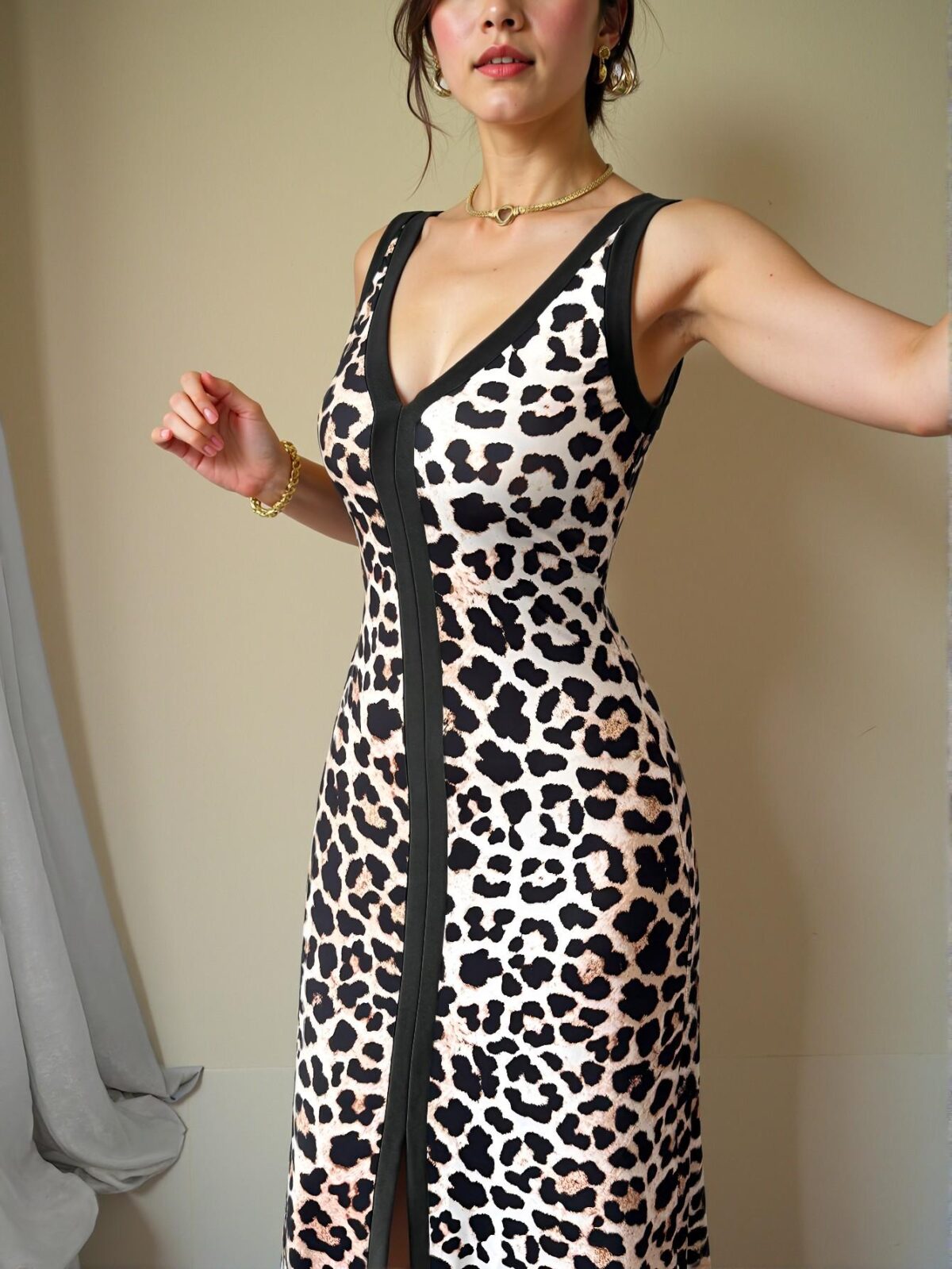 Elegant Multicolor Chic Fitted Long Dress with Front Slit and Symmetric Collar for Spring and Summer - Chic, Classy and Trendy Fashion Style to Dress to Impress - Image 4