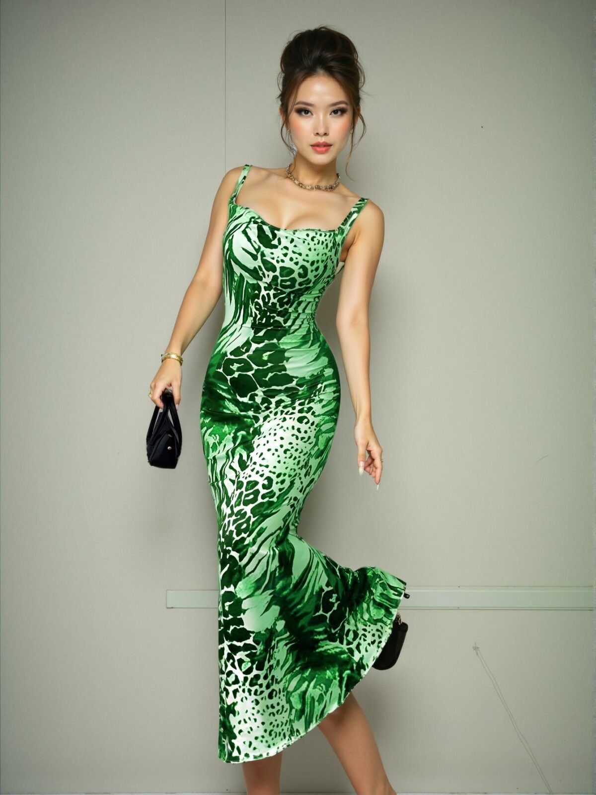 Elegant Green Alluring Bohemian Cowl Neck Mermaid Hem Midi Dress for Women Perfect for Spring and Summer - Chic, Classy, and Trendy Fashion Style to Dress to Impress - Image 4