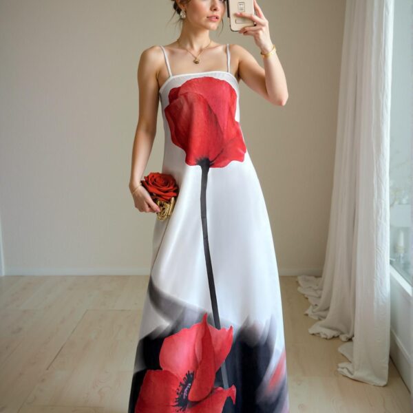 Elegant White Floral Cami Maxi Dress with Backless Design for Spring and Summer Vacation Style - Chic, Classy and Trendy Fashion to Dress to Impress