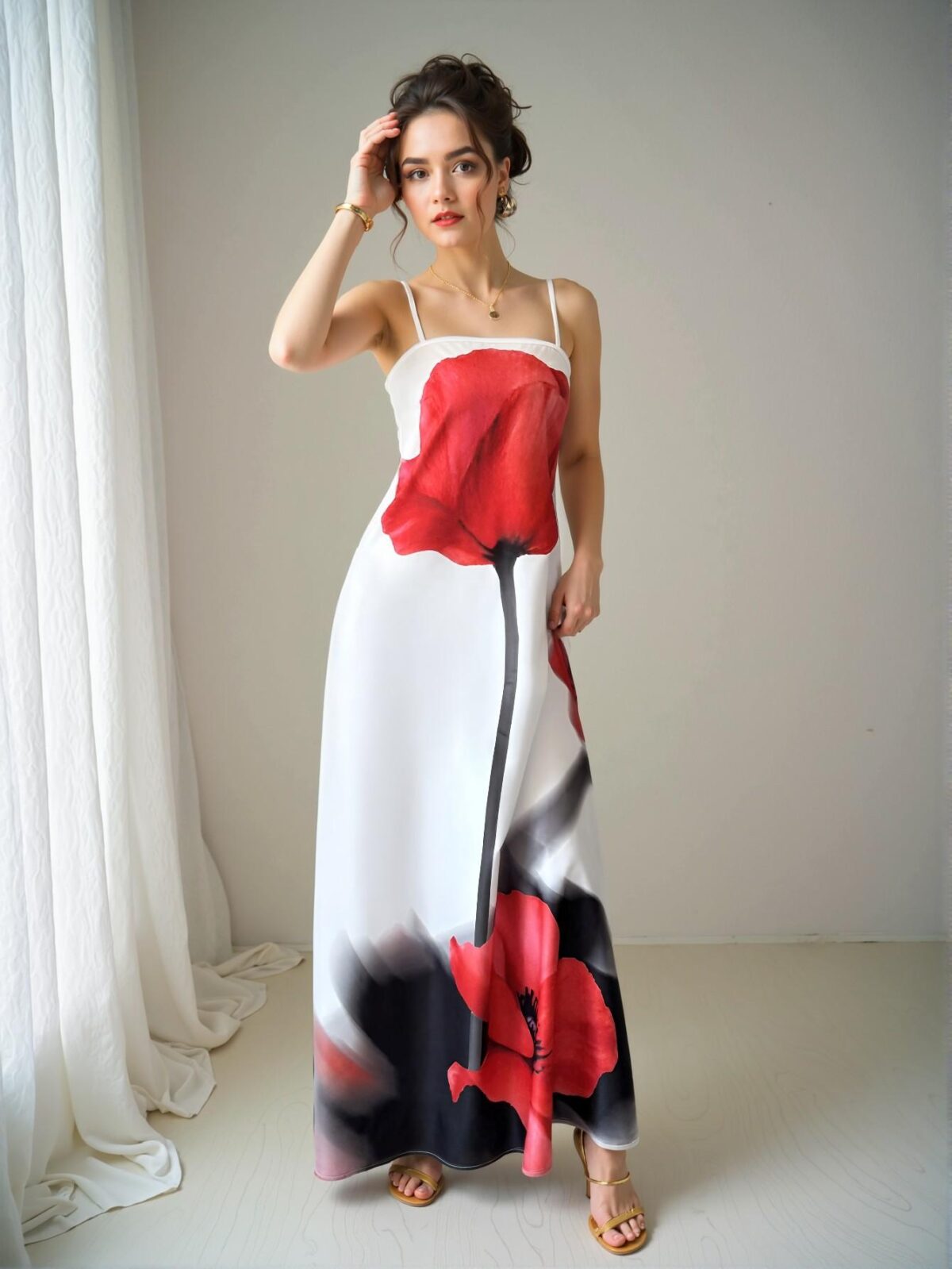 Elegant White Floral Cami Maxi Dress with Backless Design for Spring and Summer Vacation Style - Chic, Classy and Trendy Fashion to Dress to Impress - Image 3