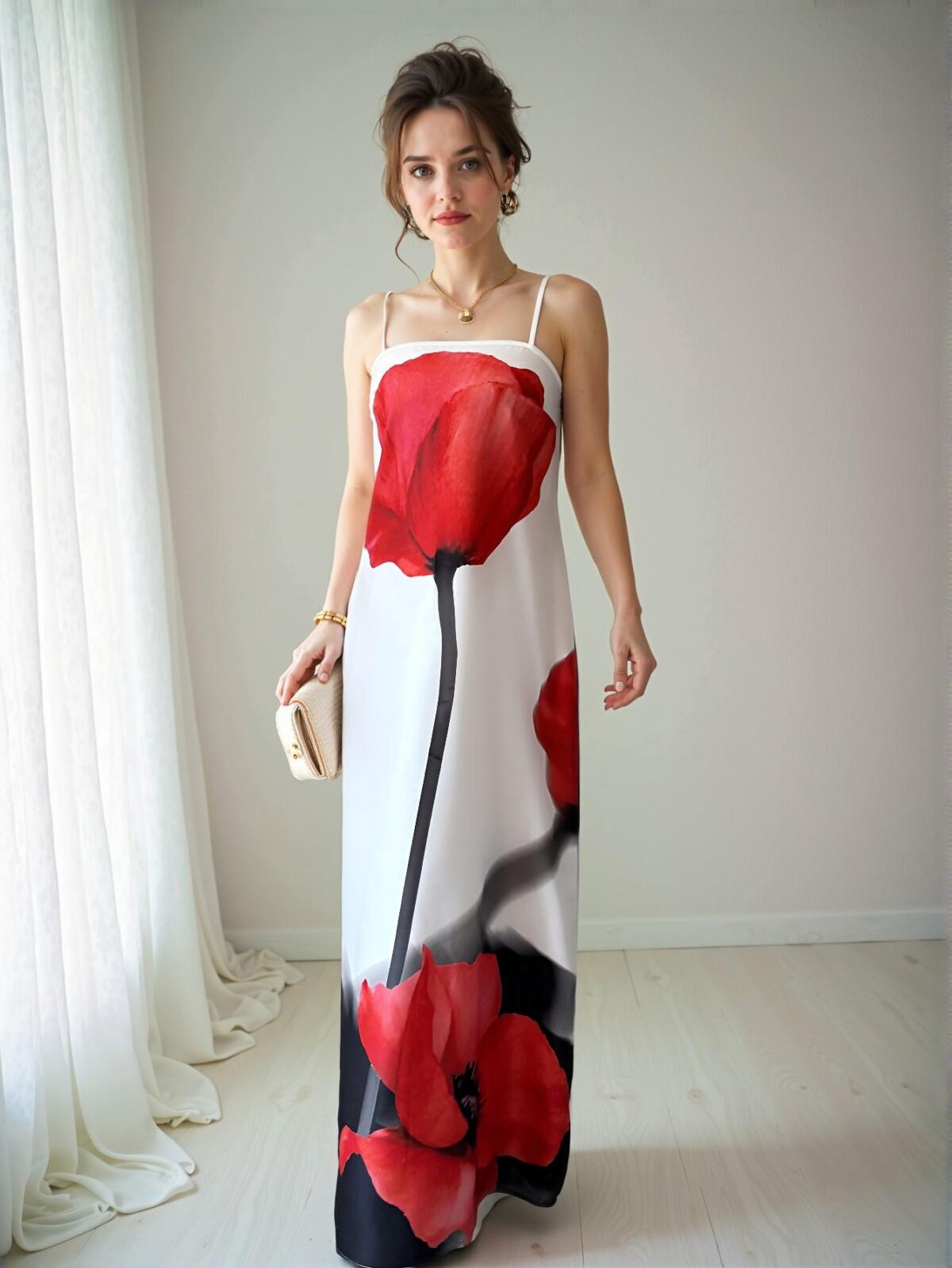 Elegant White Floral Cami Maxi Dress with Backless Design for Spring and Summer Vacation Style - Chic, Classy and Trendy Fashion to Dress to Impress - Image 4