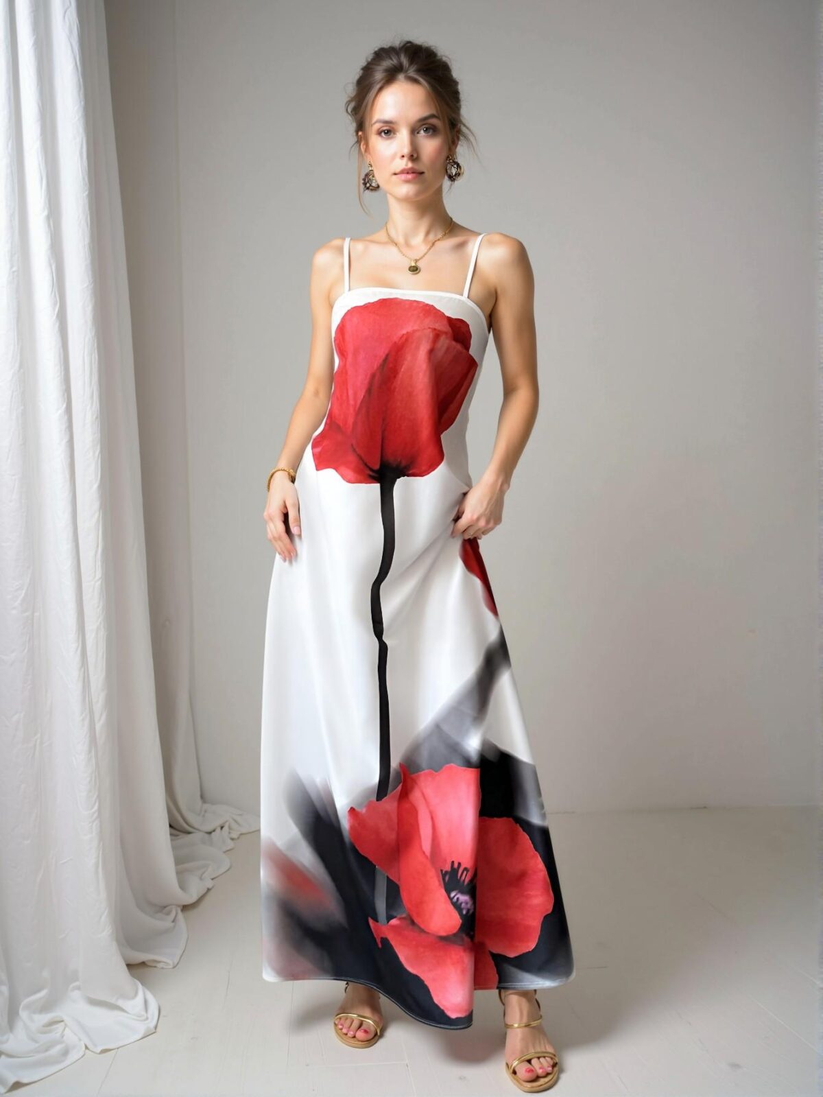 Elegant White Floral Cami Maxi Dress with Backless Design for Spring and Summer Vacation Style - Chic, Classy and Trendy Fashion to Dress to Impress - Image 5