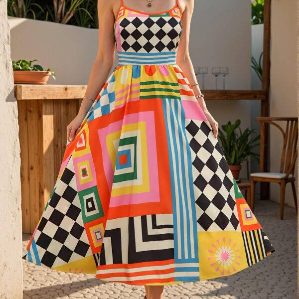 Elegant Multicolor Stylish Cinched Waist Midi Dress for Casual Spring and Summer Getaways: Chic, Classy, and Trendy Fashion Style to Dress to Impress