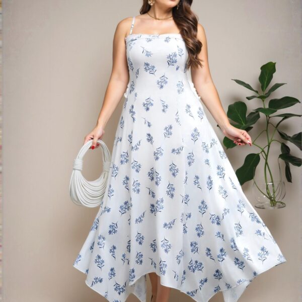 Elegant Multicolor Spaghetti Strap Backless Floral Print Asymmetrical Hem Dress for Romantic Spring and Summer Dates - Chic, Classy and Trendy Fashion Style to Dress to Impress