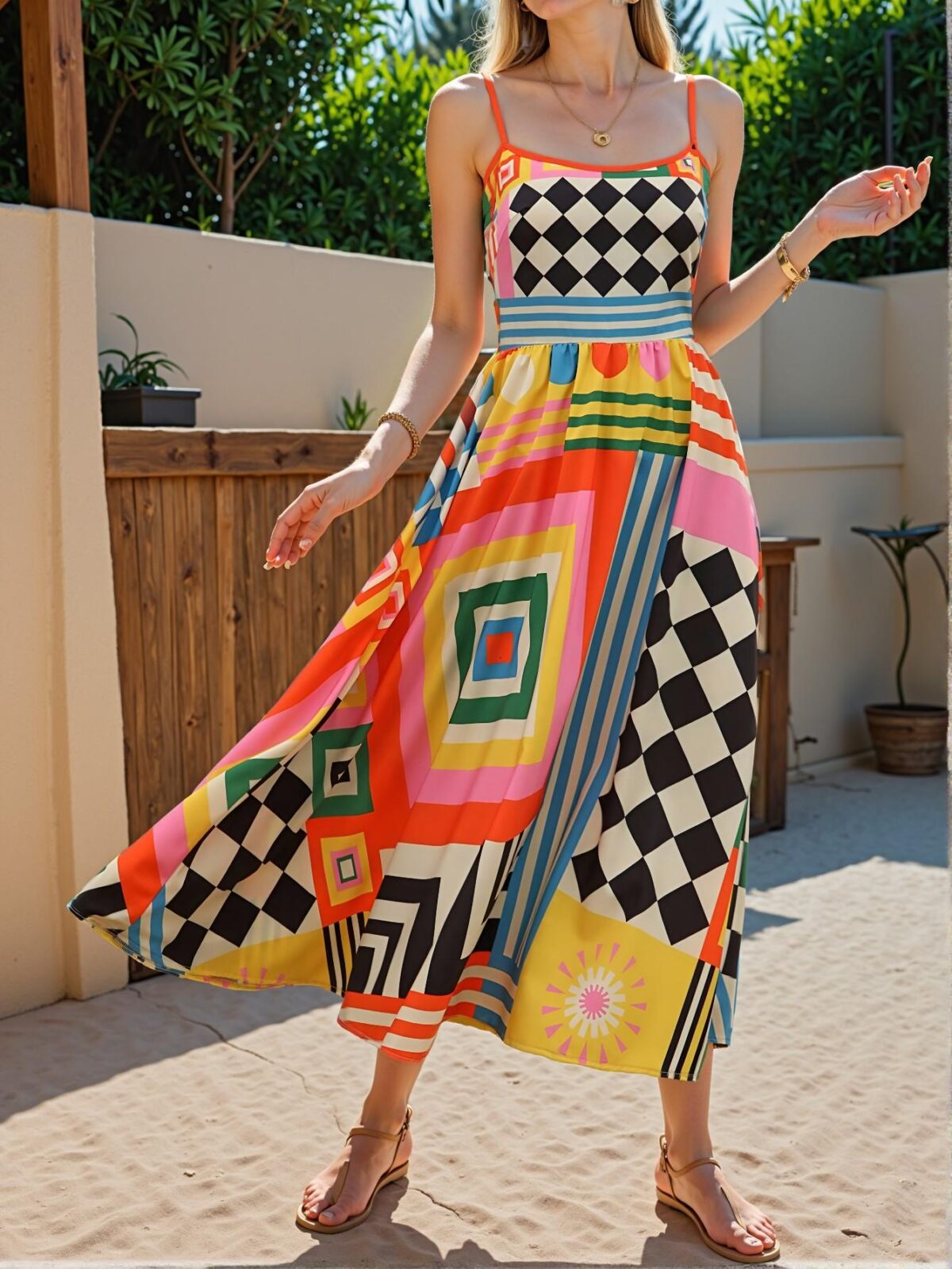 Elegant Multicolor Stylish Cinched Waist Midi Dress for Casual Spring and Summer Getaways: Chic, Classy, and Trendy Fashion Style to Dress to Impress - Image 5