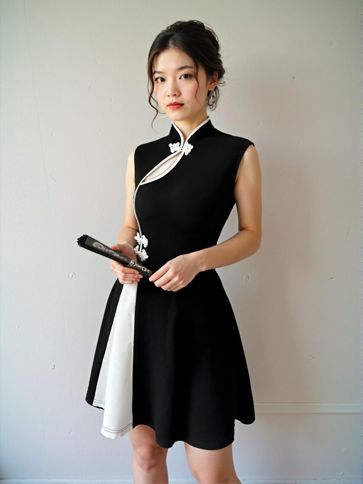 Elegant Black Color Blocked Polo Dress with Button Detail for Spring and Summer Chic, Classy and Trendy Fashion Style to Dress to Impress - Image 4