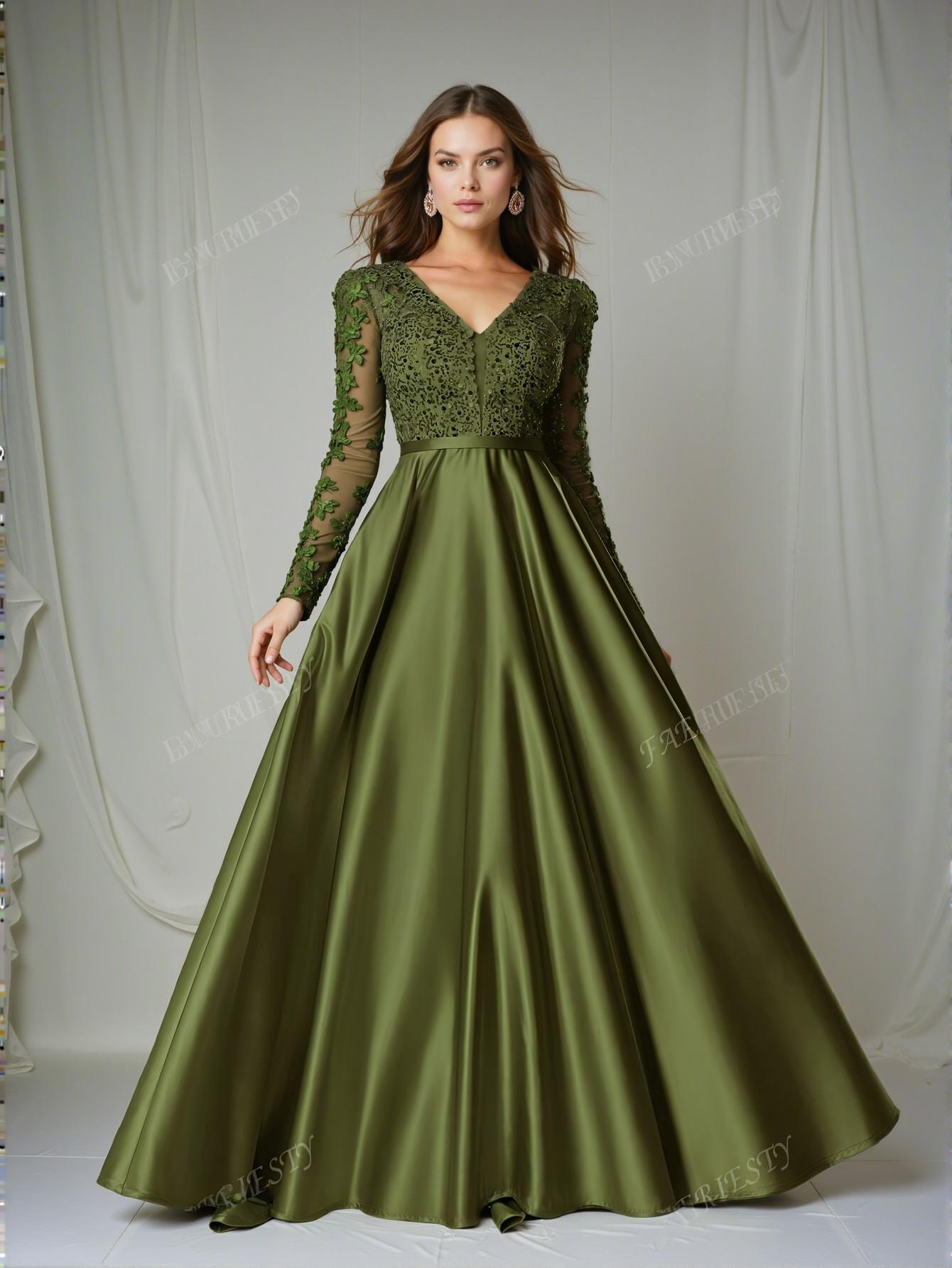 Elegant Olive Green Glamorous Deep V Neck Sequin Bodice Contrast Satin Hem Formal Dress, Special Occasion Gown, Trendy Evening Attire for Weddings, Perfect for party, prom, graduation day, and ceremony for university, college, and high school, Formal Evening Dinner Cocktail, Wedding Guest Gown, Chic, Classy and Trendy Fashion Style to Dress to Impress.