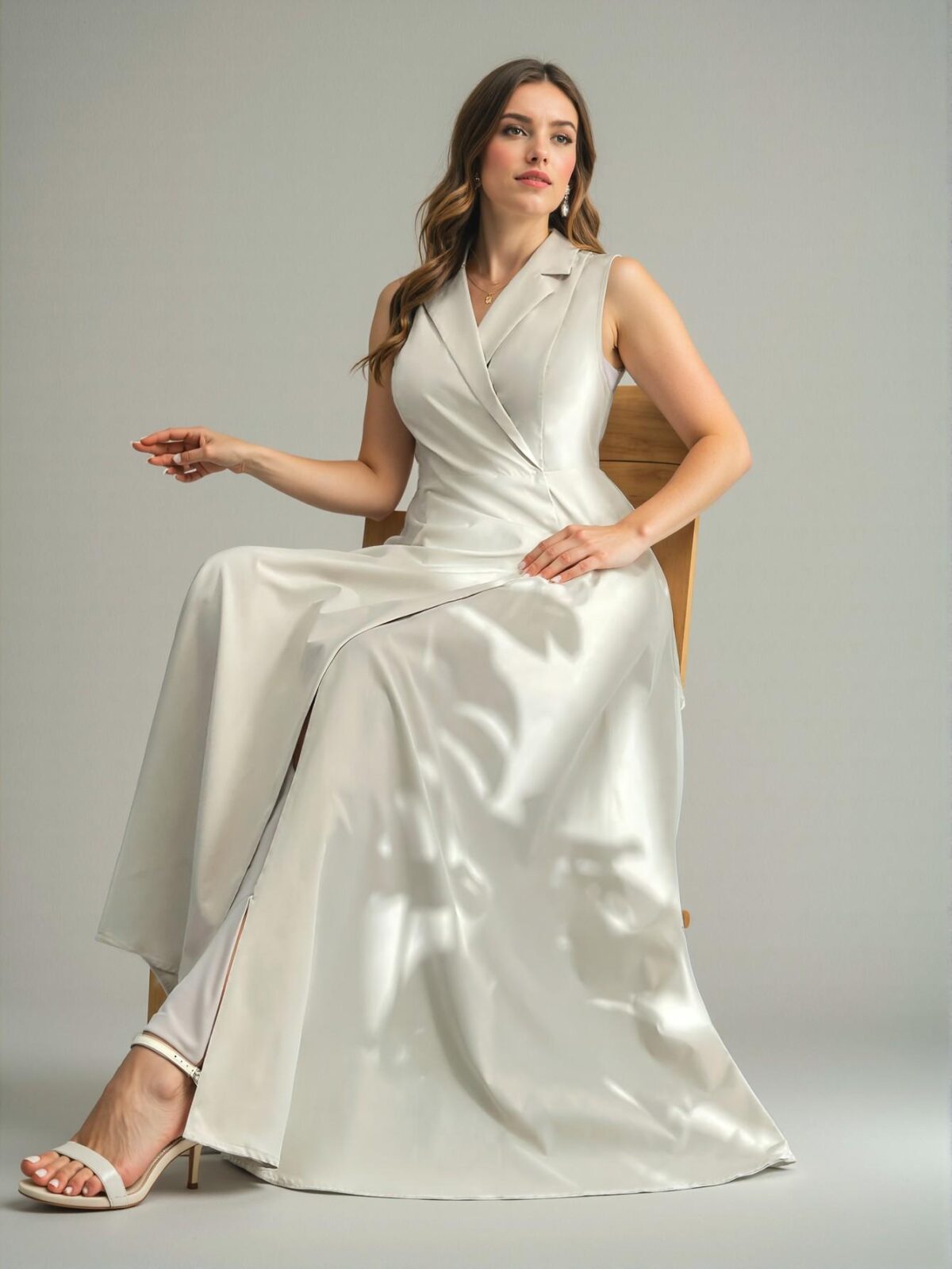 Elegant Beige Flared A-Line Dress, Stylish Casual or Professional Attire with Sleeveless Design, Perfect for Vacation, Daily, and Business Events in Spring/Summer "Chic, Classy and Trendy Fashion Style to Dress to Impress" - Image 4