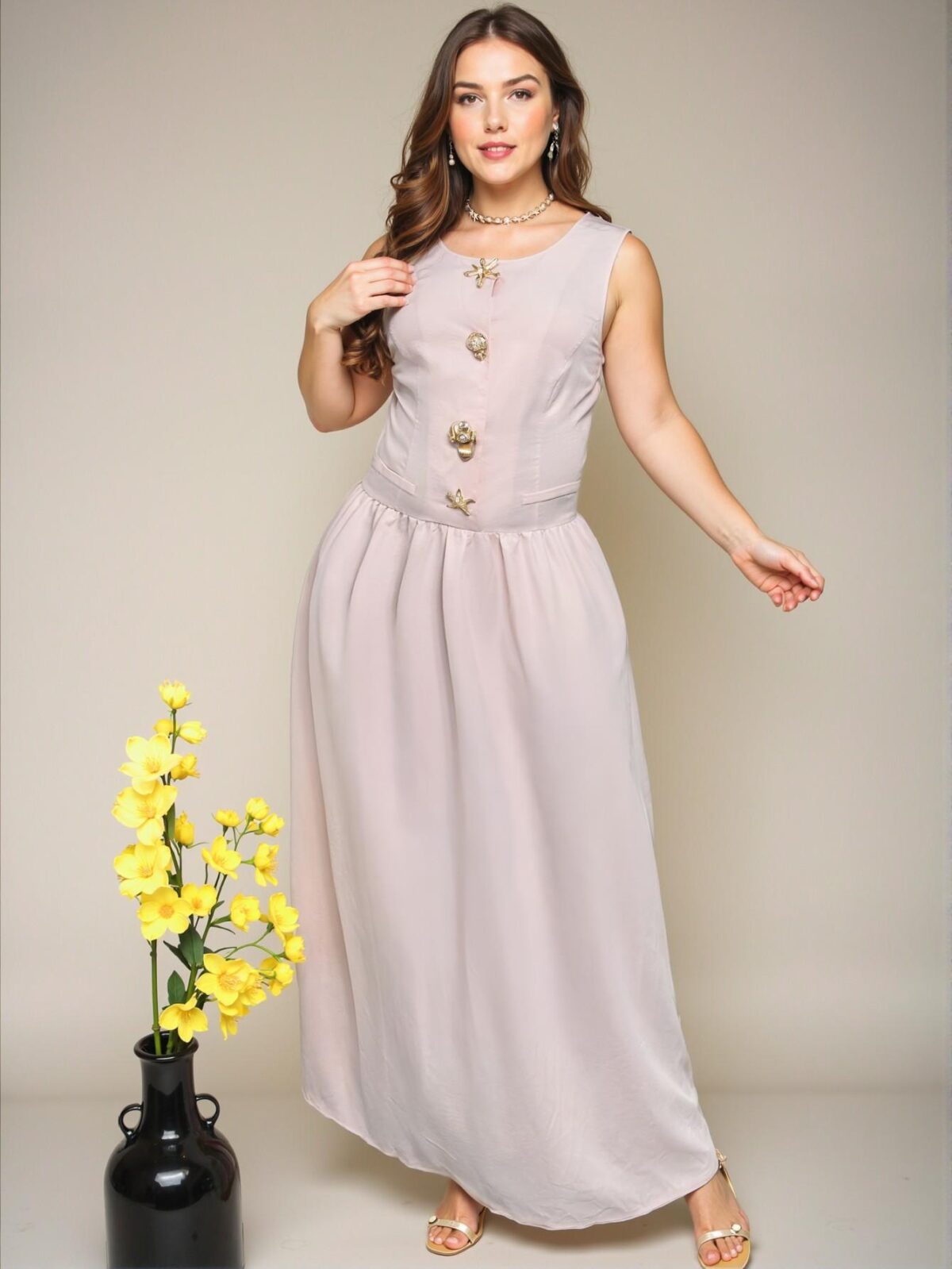 Elegant Pink A-Line Midi Dress for Casual Outings and Beach Holidays, Designed for Comfort and Style in Every Spring and Summer Adventure - Chic, Classy and Trendy Fashion Style to Dress to Impress - Image 4
